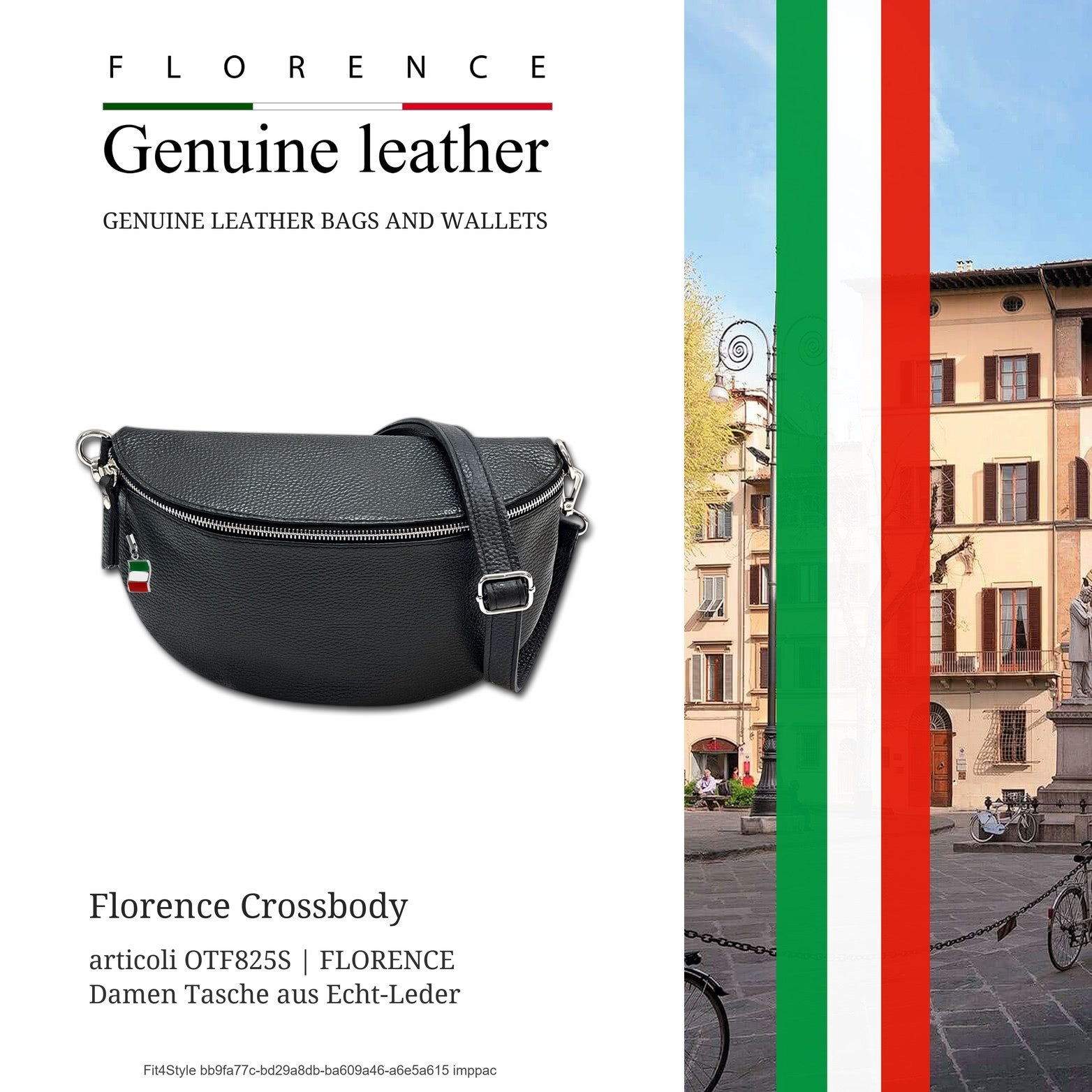 FLORENCE Gürteltasche Florence Echtleder Bauchtasche groß (Gürteltasche, Gürteltasche), Damen Tasche Echtes Leder schwarz, Made-In Italy