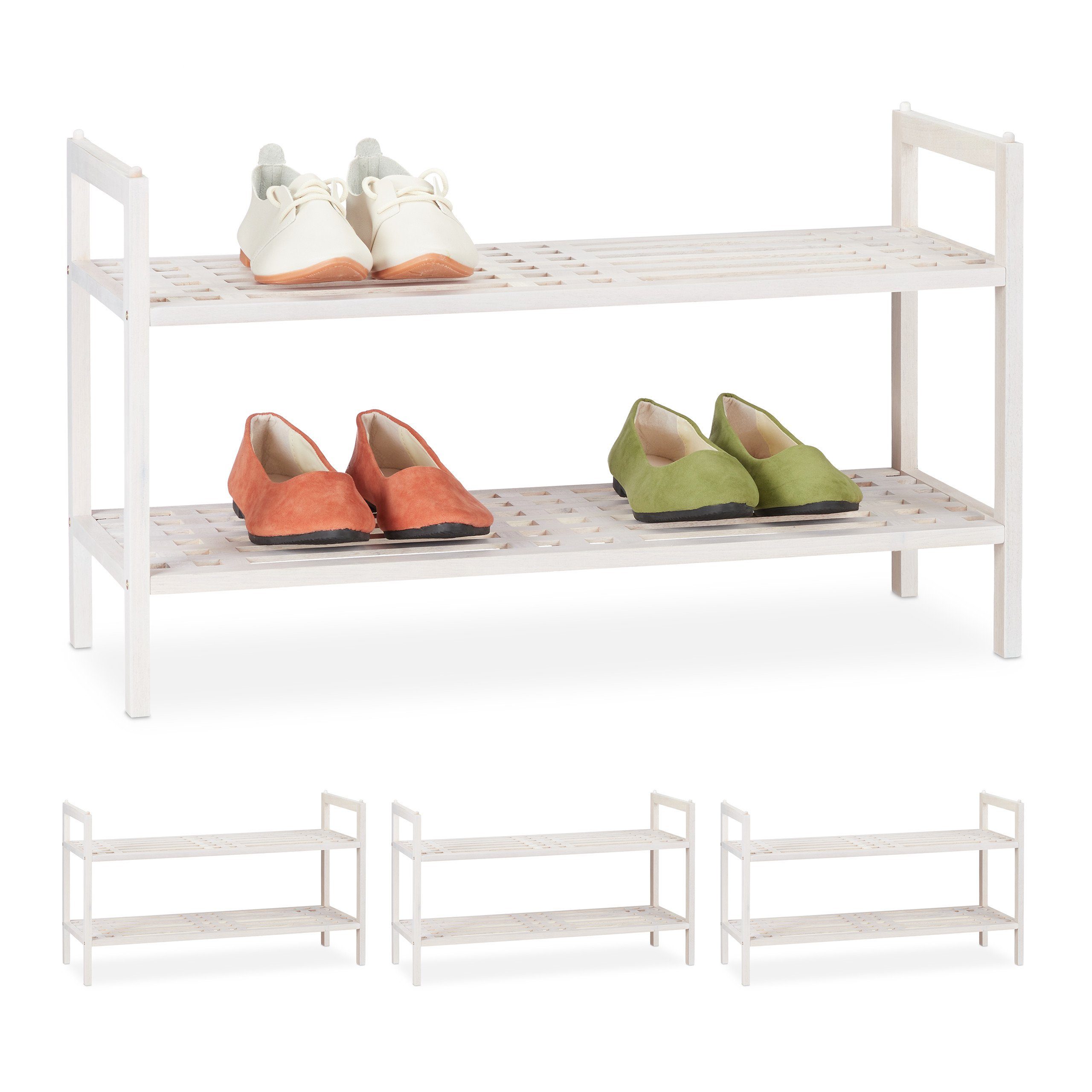 Schuhregal 4 x Schuhregal stapelbar weiß