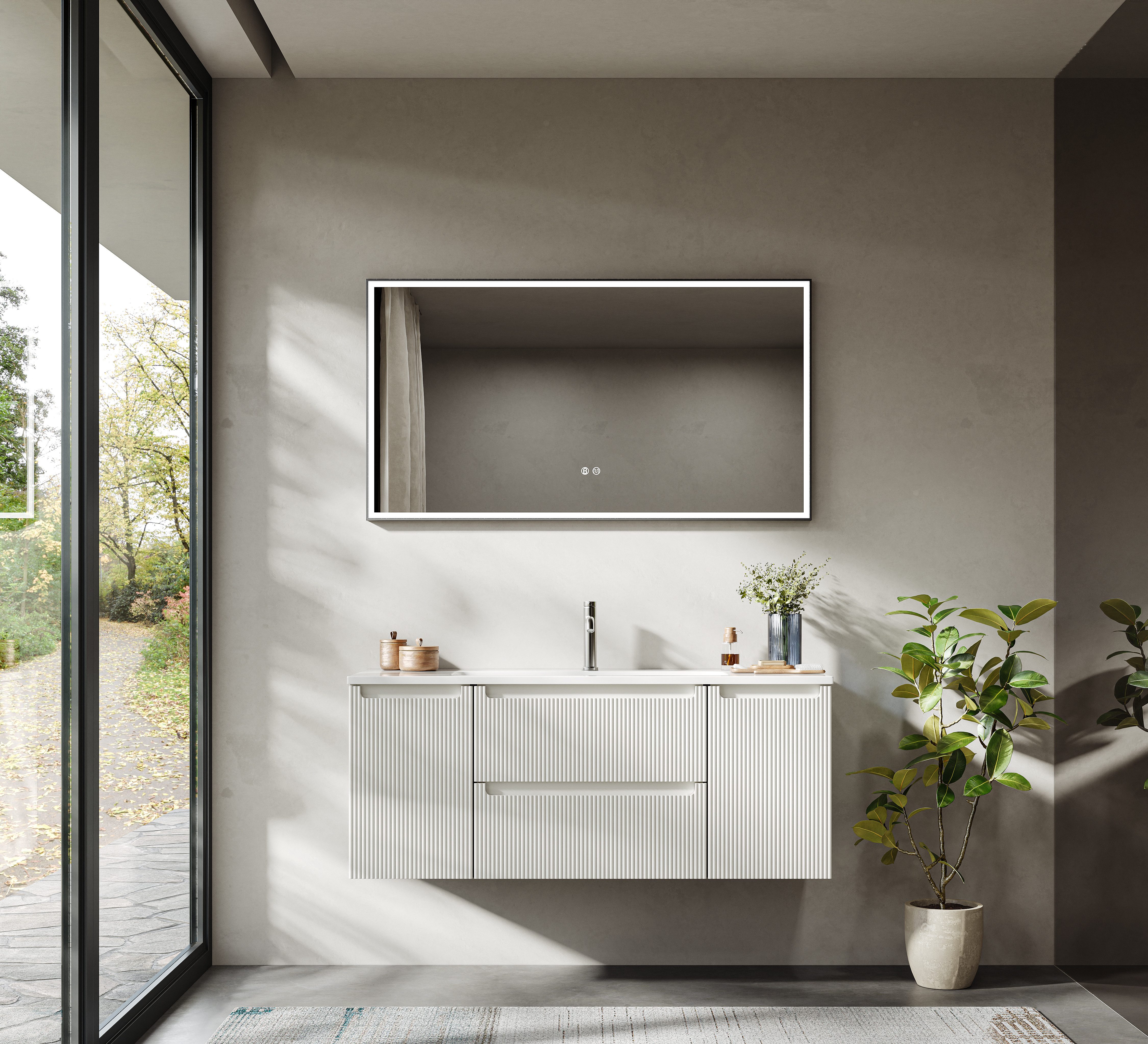 BRIDGE BENO Badmöbel-Set 120 cm Wandwaschtisch mit Mineralharzspüle, 2 Schu günstig online kaufen