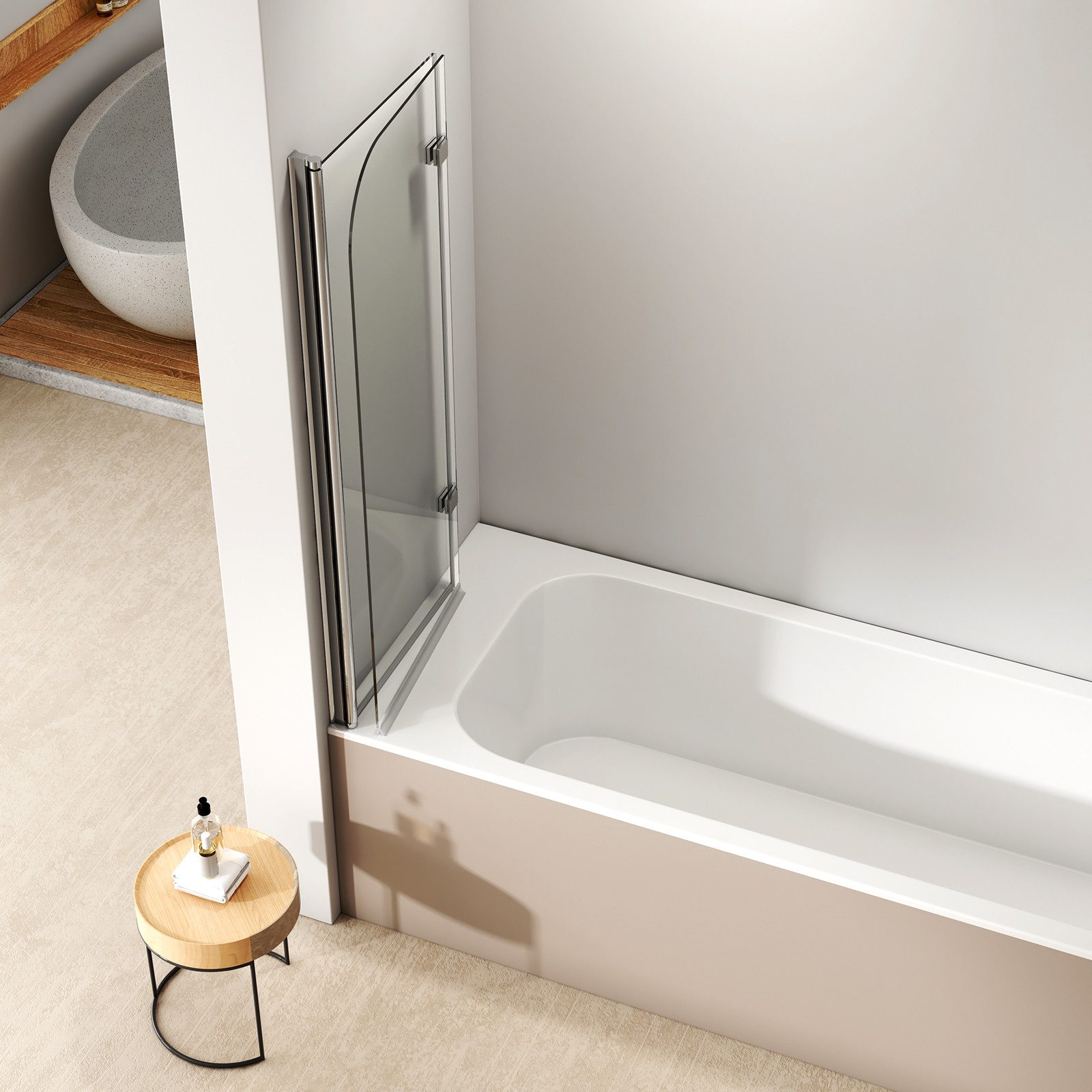 EMKE Badewannenaufsatz EMKE Duschwand für Badewanne,2-teilig Duschwand Faltbar 100–140 cm, Einscheibensicherheitsglas, Alu-Wandprofil Chrom, (Set), Duschwand Faltba,6mm Klarglas Einscheibensicherheitsglas,100x140cm