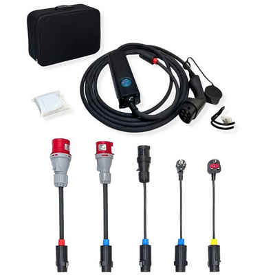 EM2GO Mobil, Mobile Elektroauto-Ladestation Mobile Wallbox mit 5 Adapter, Wandhalterung und Tasche