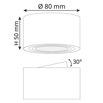 SSC-LUXon Aufbauleuchte CELI-1WM Aufbauspot flach weiss schwenkbar mit WiFi RGB LED dimmbar, Warmweiß bis Tageslicht