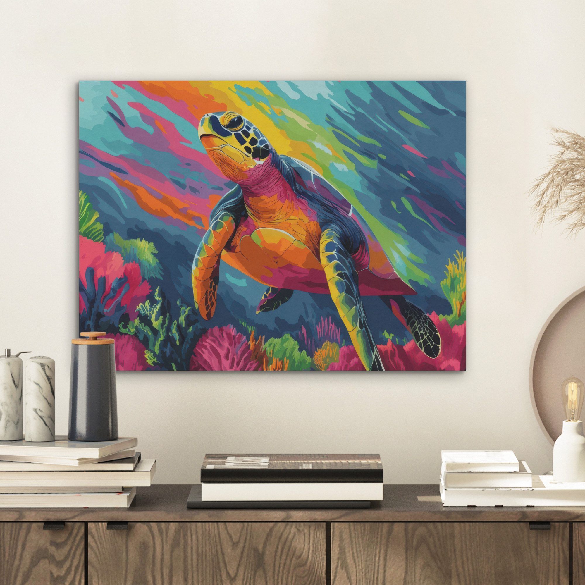 MuchoWow Gemälde Koralle - Schildkröte - günstig online kaufen