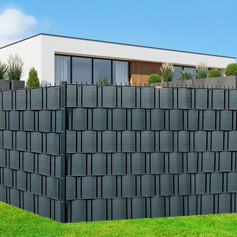 Mucola Sichtschutzstreifen Sichtschutz 10X PVC Sichtschutzstreifen Zaunfolie Windschutz Garten, (10er Set, 10-St., Sichtschutzstreifen), Hart PVC