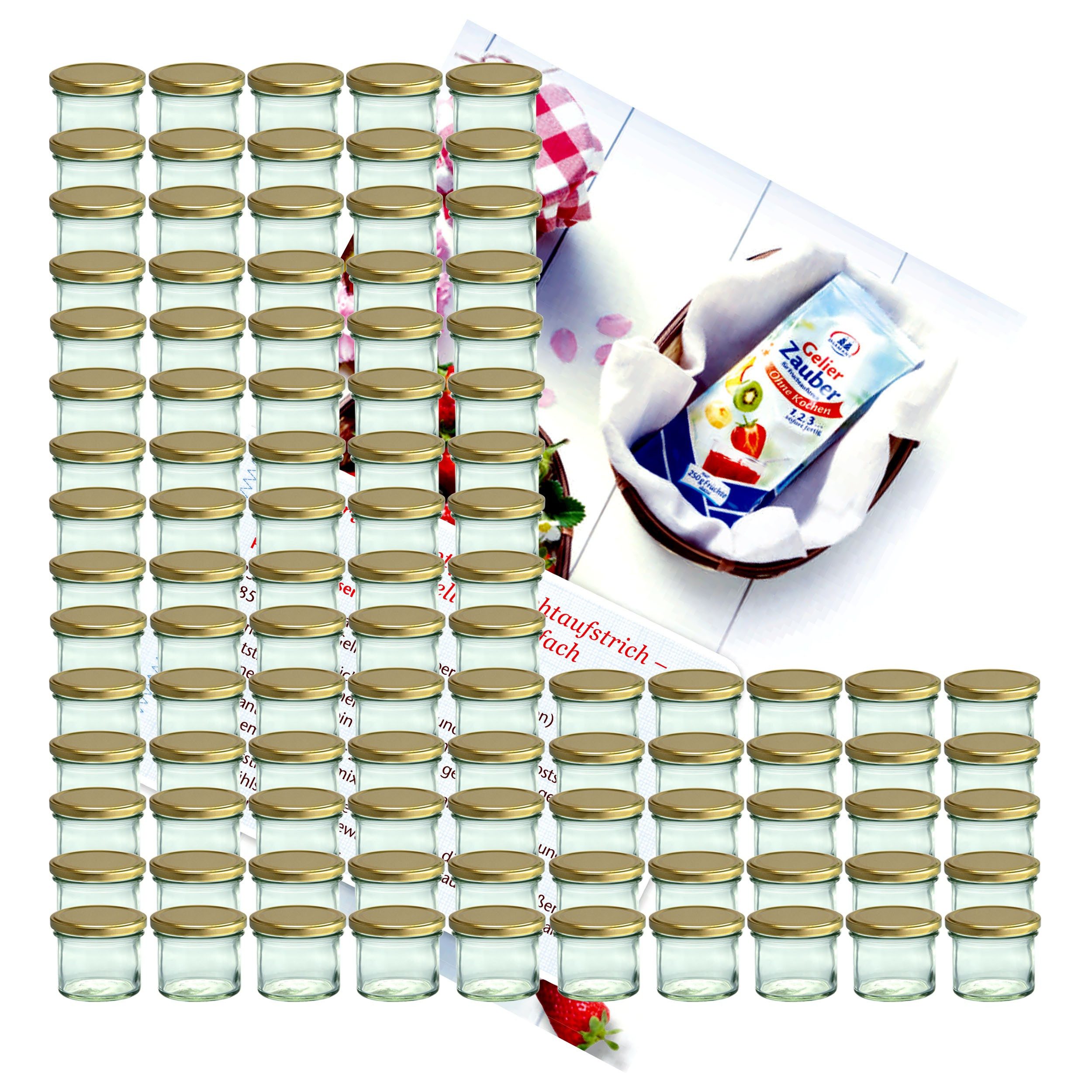 MamboCat Einmachglas 100er Set Sturzglas 125 ml Marmeladenglas To 66 goldener Deckel, Glas