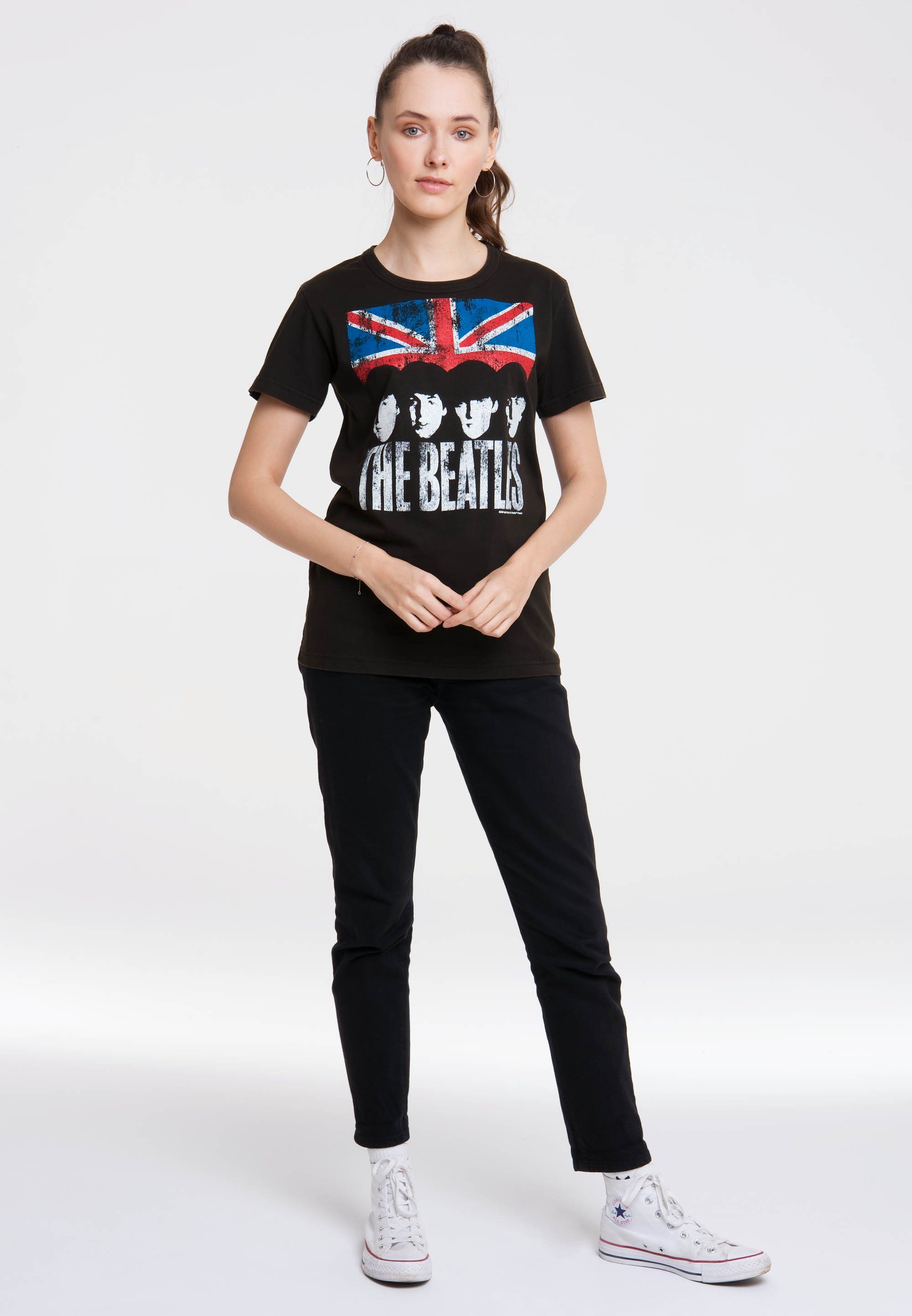 klassischen Rundhalsausschnitt mit lizenziertem durch The Besonders Beatles Print, bequem T-Shirt LOGOSHIRT