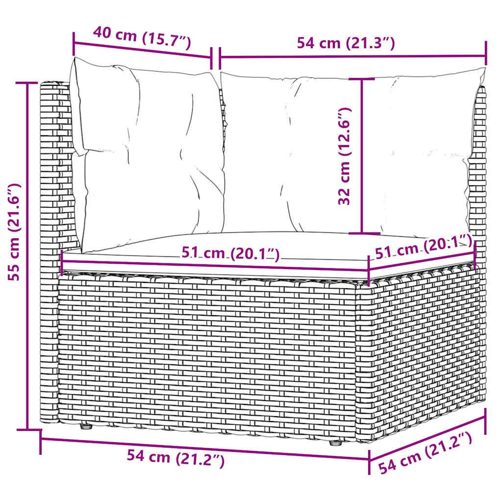 vidaXL Sofaelement Garten-Ecksofa mit Kissen Grau Poly Rattan (1 St)