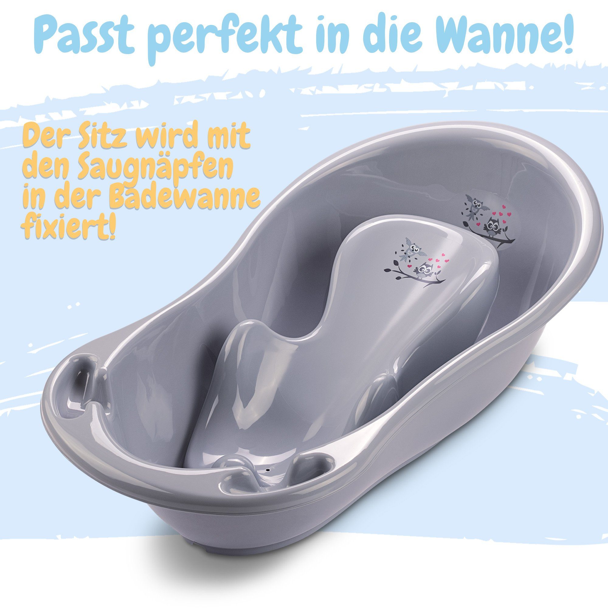 Babykajo Babybadewanne, (Komplett-Set, 2-tlg), Baby Wanne + Wanneneinsatz - TÜV Rheinland geprüft