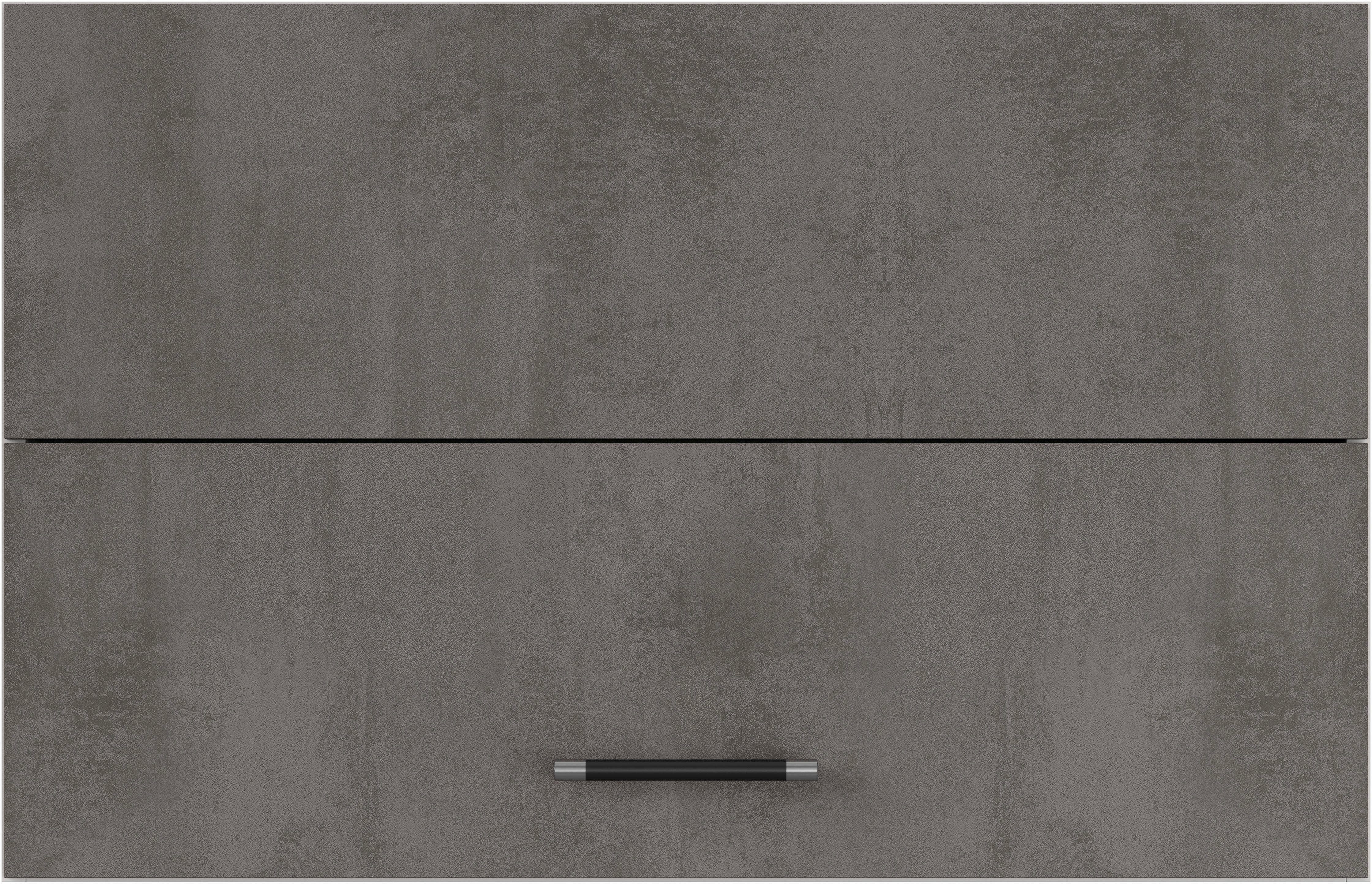 IMPULS KÜCHEN Faltlifthängeschrank mit Falt-Lifttür bestehend aus 2 Fronten Beton-Optik Schiefer dunkelgrau | Space Grey