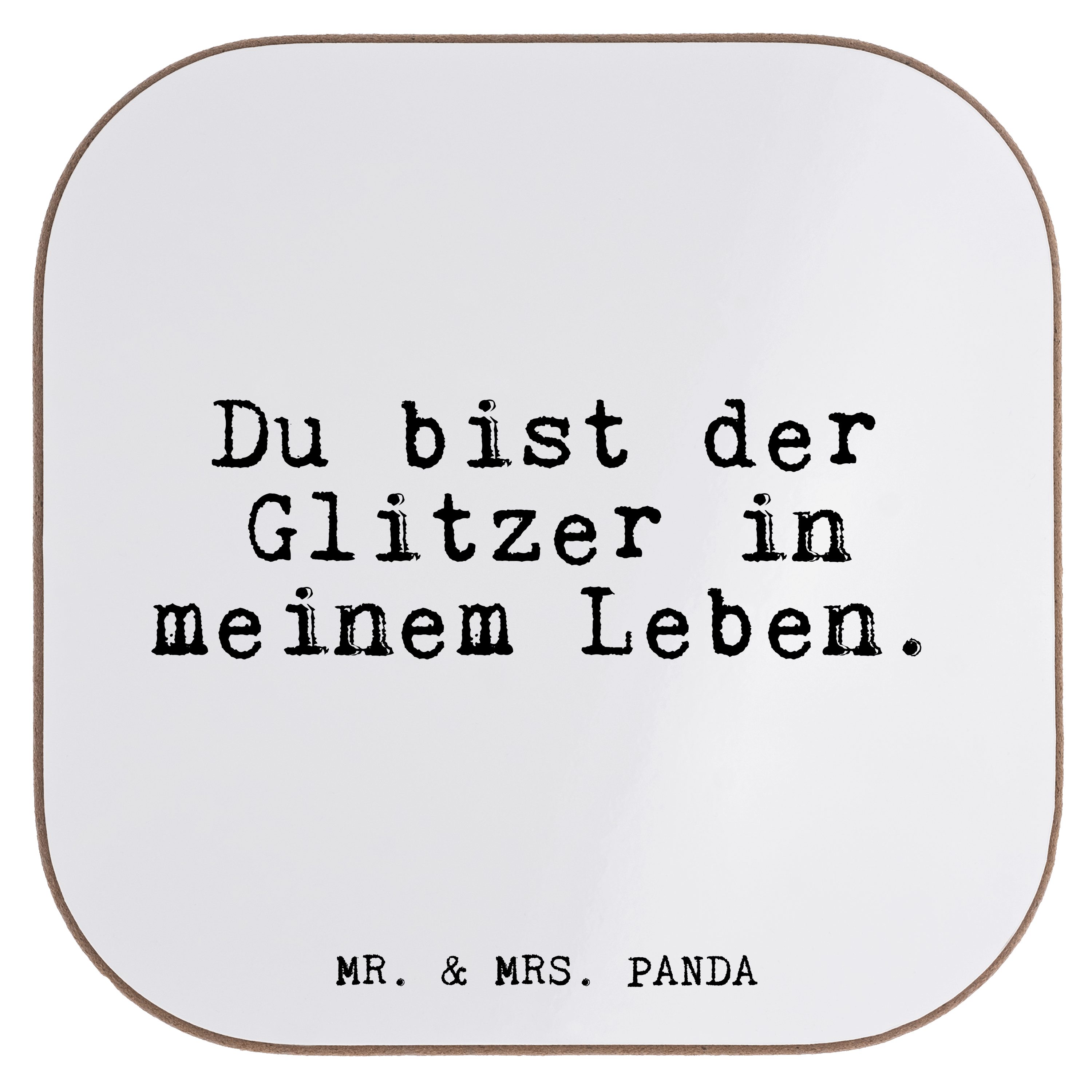 Mr. & Mrs. Panda Getränkeuntersetzer »Du bist der Glitzer... Weiß