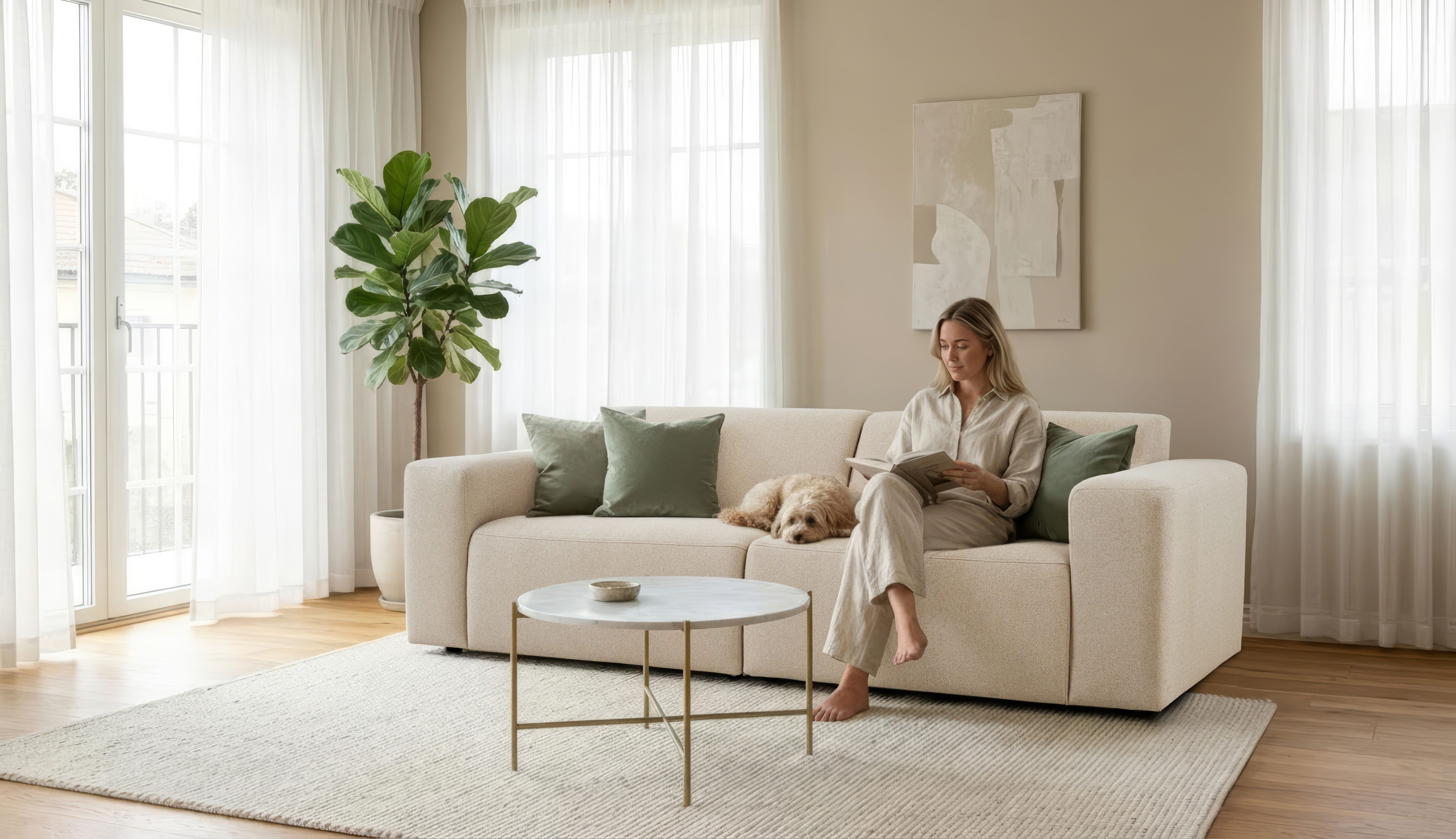 OTTO home 3-Sitzer Koa, 228 cm, Modulsofa in Cord, Chenille, Struktur, Webstoff, Designsofa, weicher Lounge-Sitzkomfort, Welleunterfederung, bodentief
