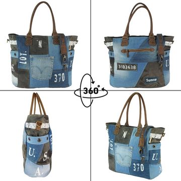 Sunsa Handtasche XXL Handtasche. Nachhaltige Schultertasche aus recycelte Jeans/ Canvas, Aus recycelten Materialien
