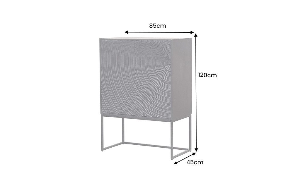 riess-ambiente Highboard ORBIT 120cm schwarz – Mangoholz, 3D-Front, Metall, Stauraum (Einzelartikel, 1 St), Massivholz-Hochschrank mit Designfront– ideal für moderne Wohnräume