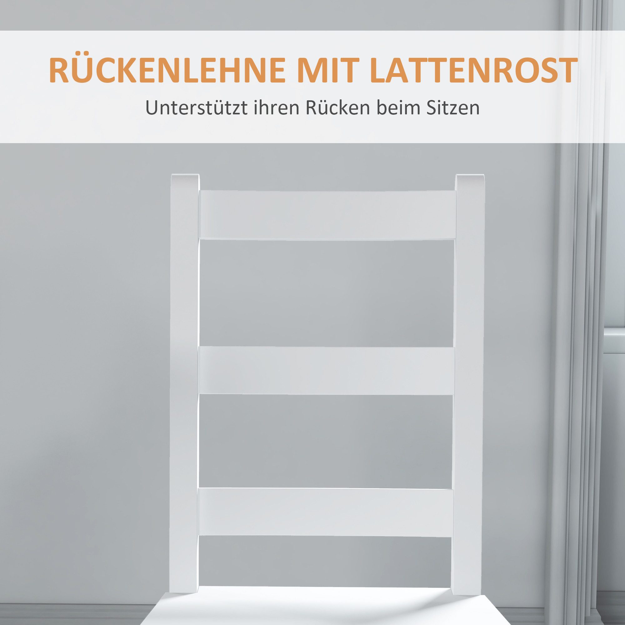 HOMCOM Esszimmerstuhl Esszimmerstühle (4er Set Esszimmerstühle, 4 St), Wohnzimmerstuhl für Esstisch, Weiß – Bild 5 von 5