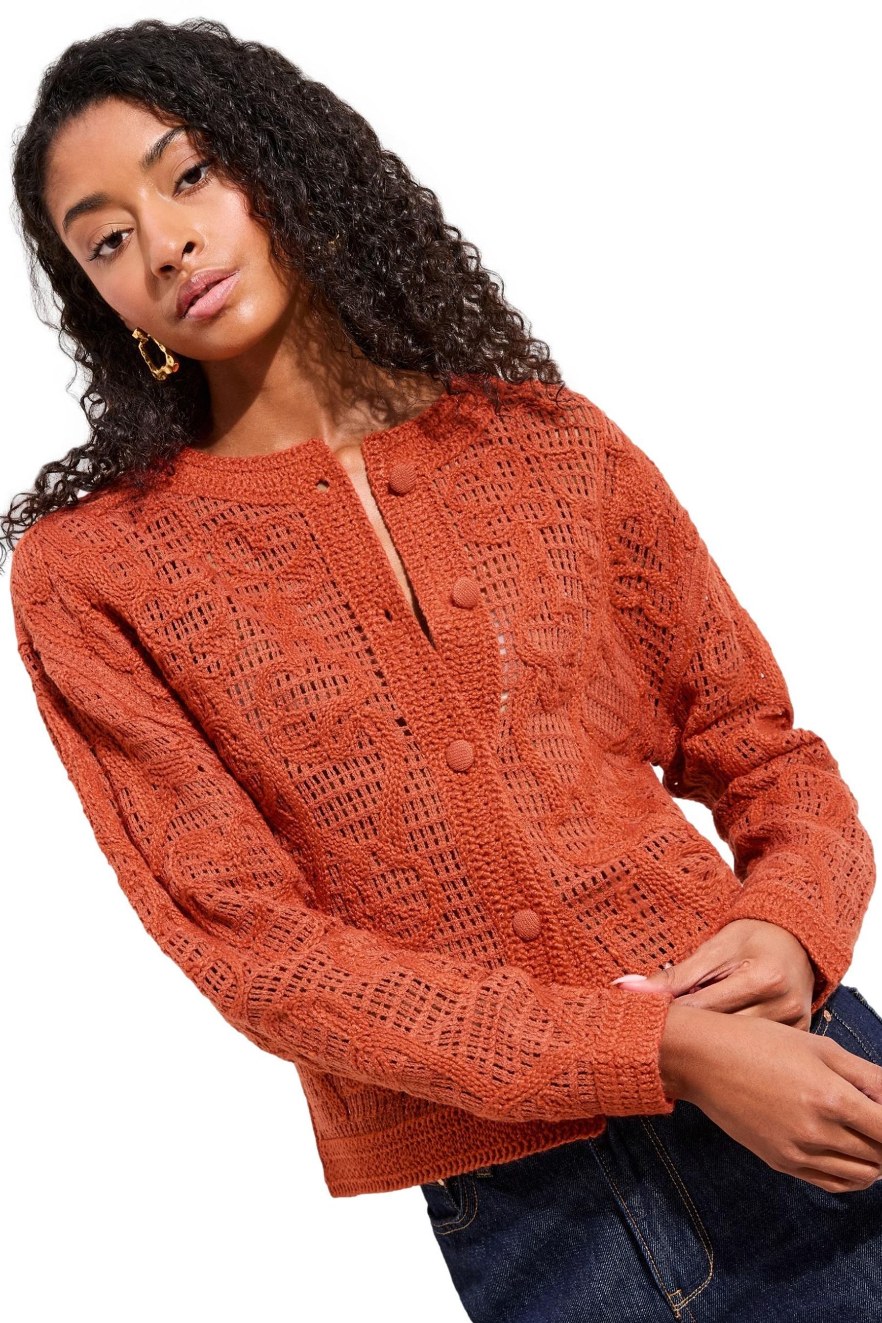 Strickjacke Friends Like These Strickjacke mit Häkeldetails