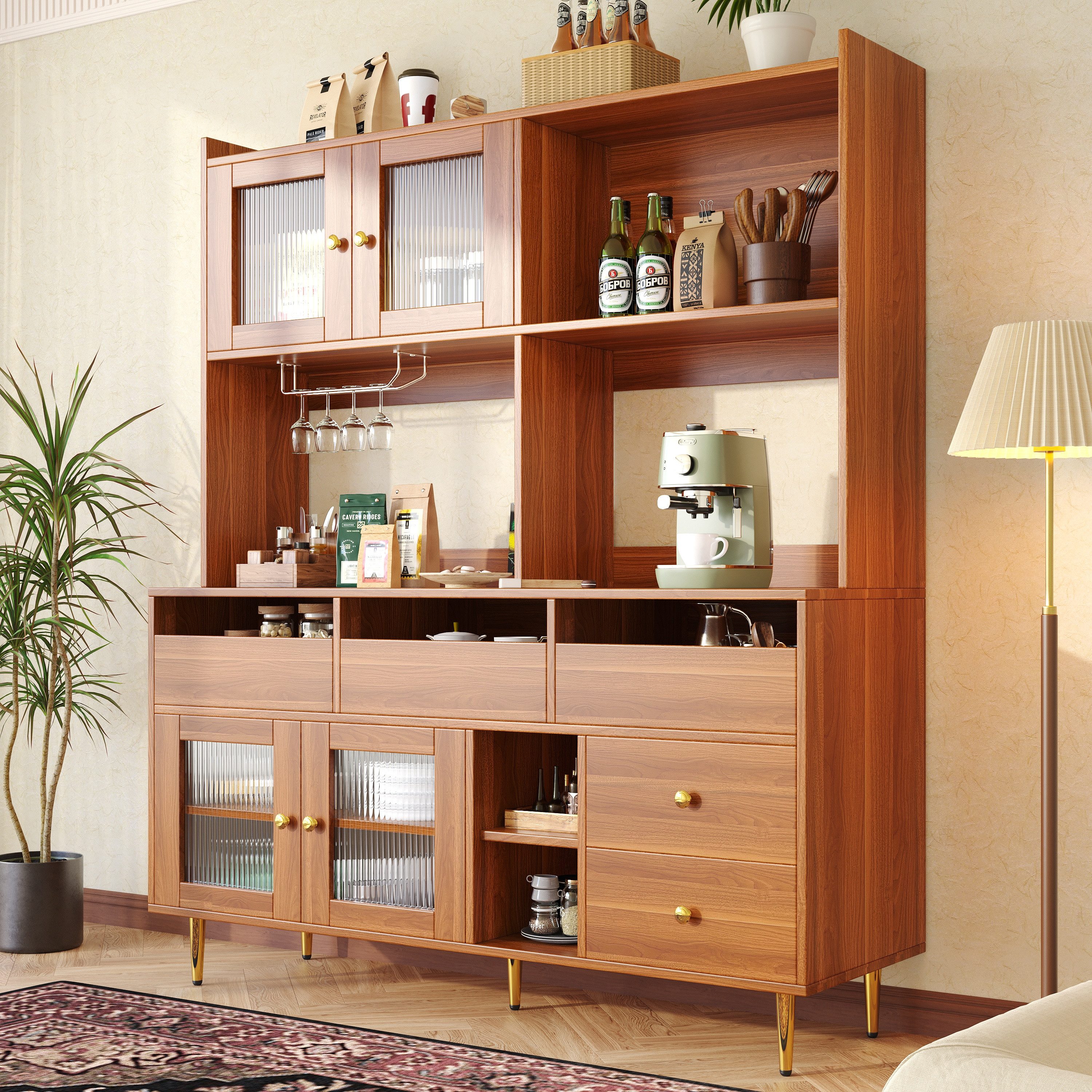 Celya Hochschrank Restaurant-Hochschrank,Glastür, Weinglasregal,mehrschicht günstig online kaufen