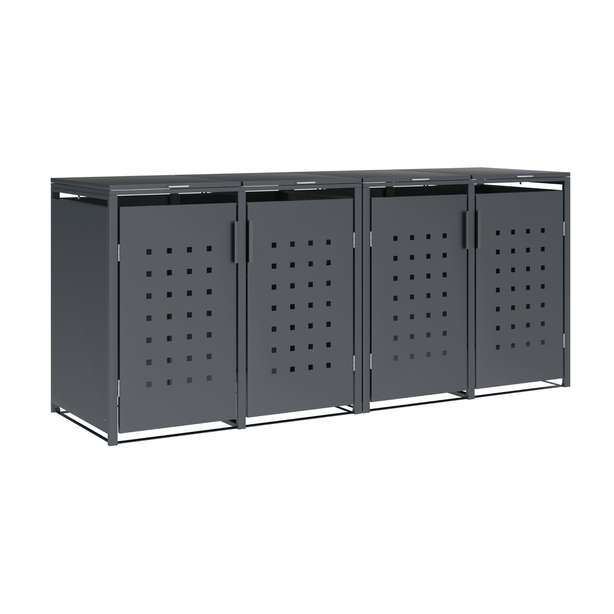 DEGAMO Mülltonnenbox TRIER, Stahl grau, für 4 Tonnen 120 oder 240 Liter