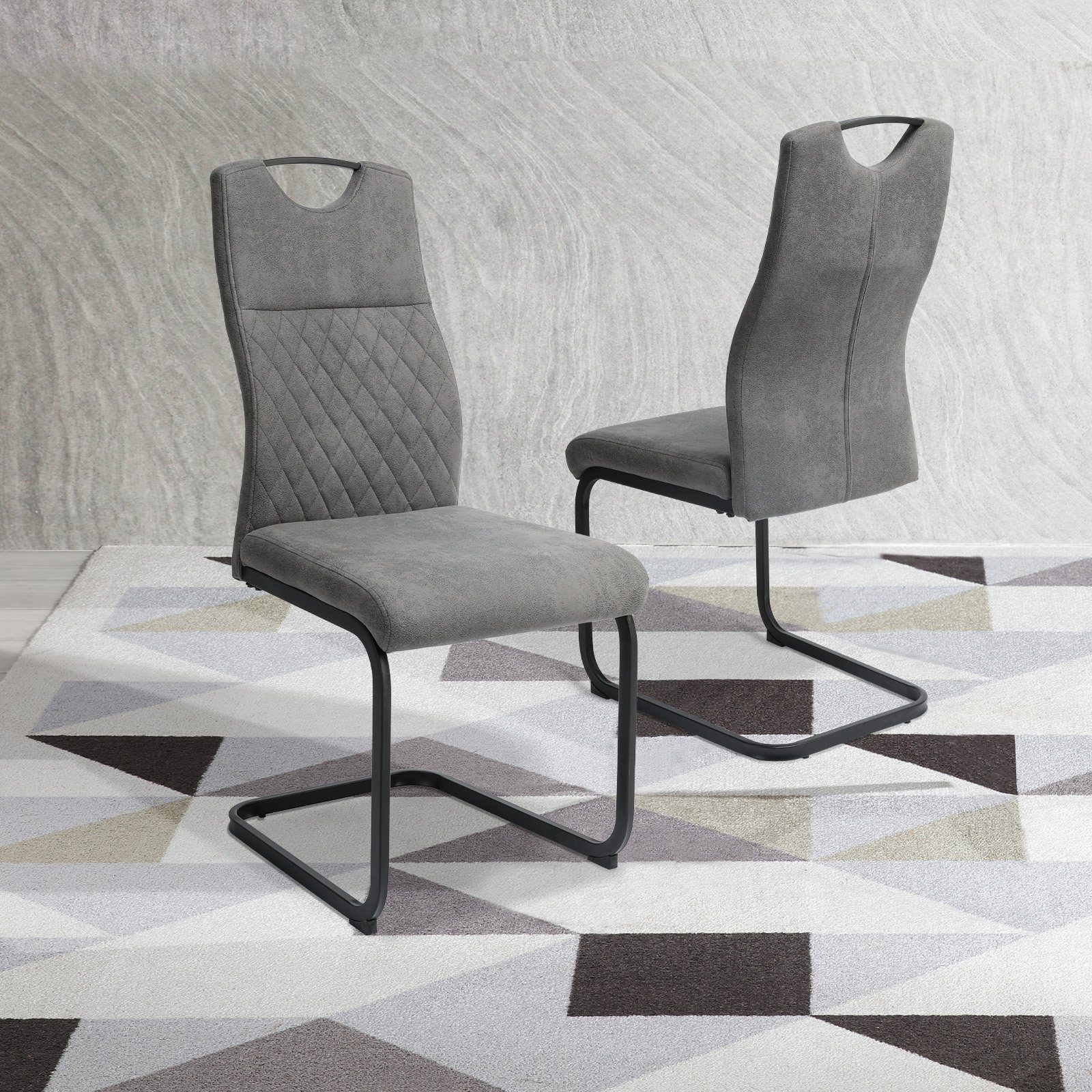 Jiexi Esszimmerstuhl Essstühle Stühle Freischwinger Bürostuhl gepolstert Mona Schwingstuhl (Set), Schwingstuhl