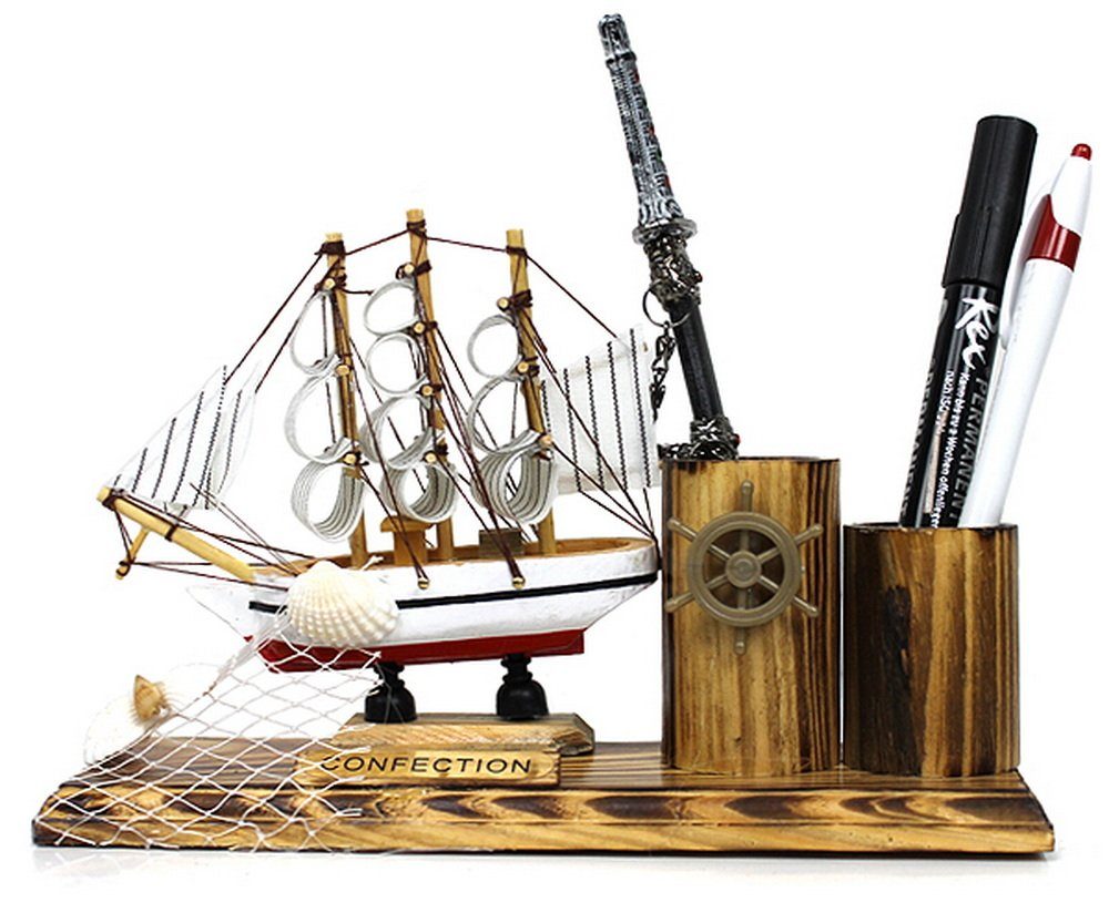 Yudu Schreibtischaufsatz Segelschiff mit Stifthalter Schreibtischorganizer günstig online kaufen