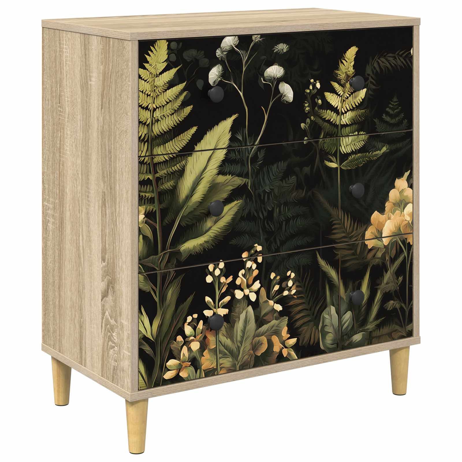 vidaXL Kommode 66 x 36,5 x 75 cm Kommode Schubladenschrank Sideboard RHENEN Dschungel