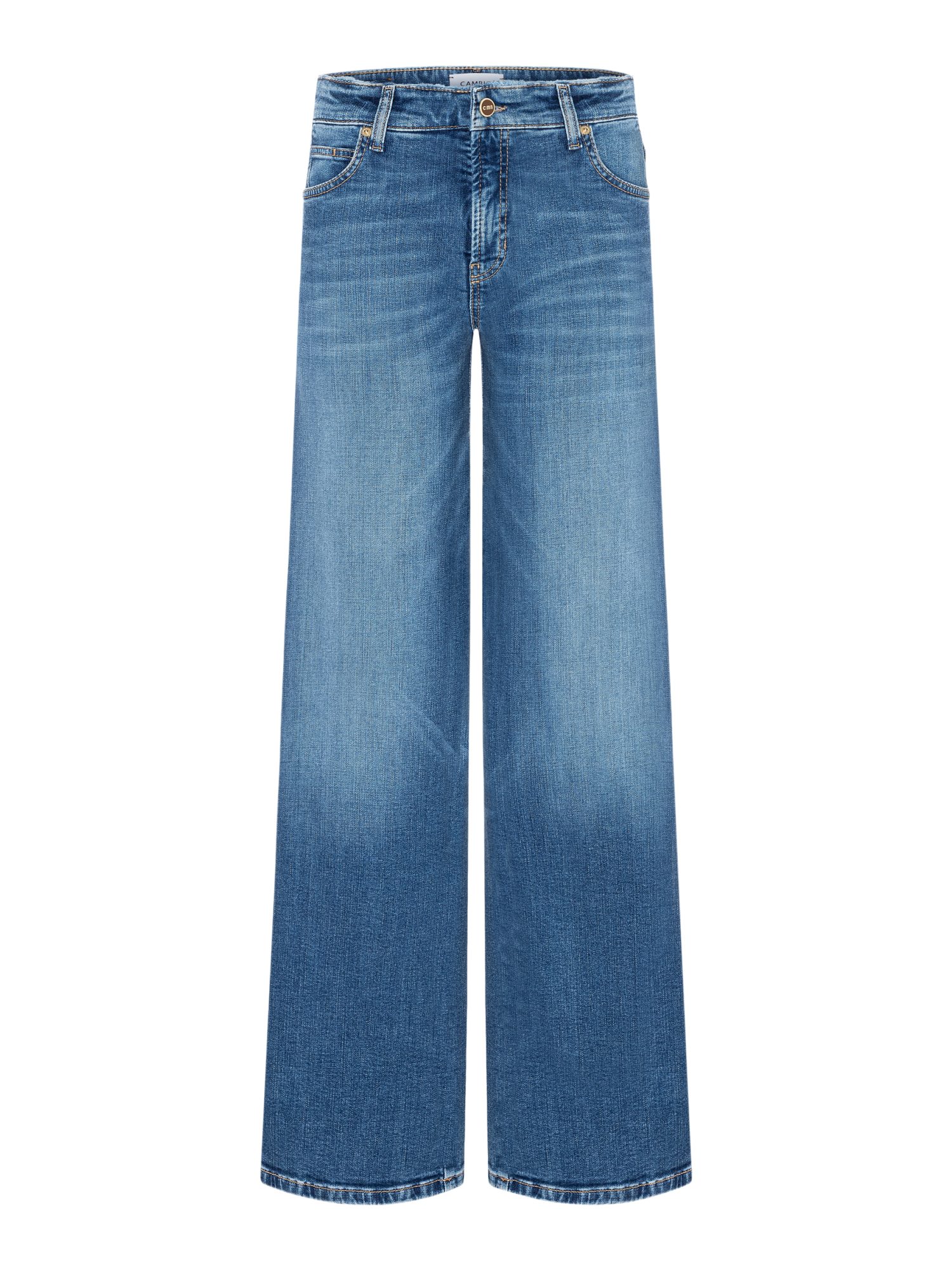 Cambio Stretch-Hose blau, Casual, Baumwolle, Unifarben, Wide Leg, Mittel