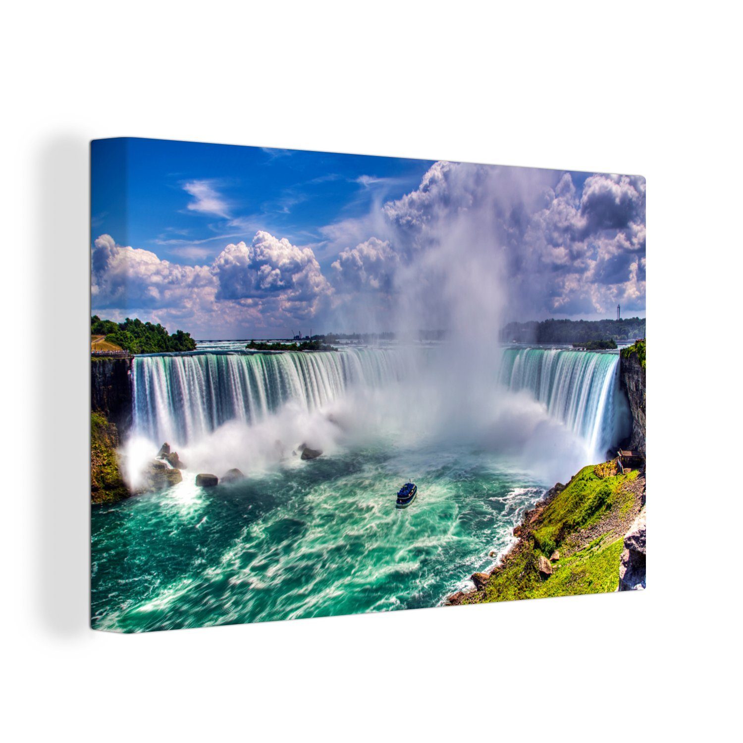 OneMillionCanvasses® Leinwandbild Farbenfrohes Panorama der Niagarafälle, (1 St), Wandbild Leinwandbilder, Aufhängefertig, Wanddeko, 30x20 cm
