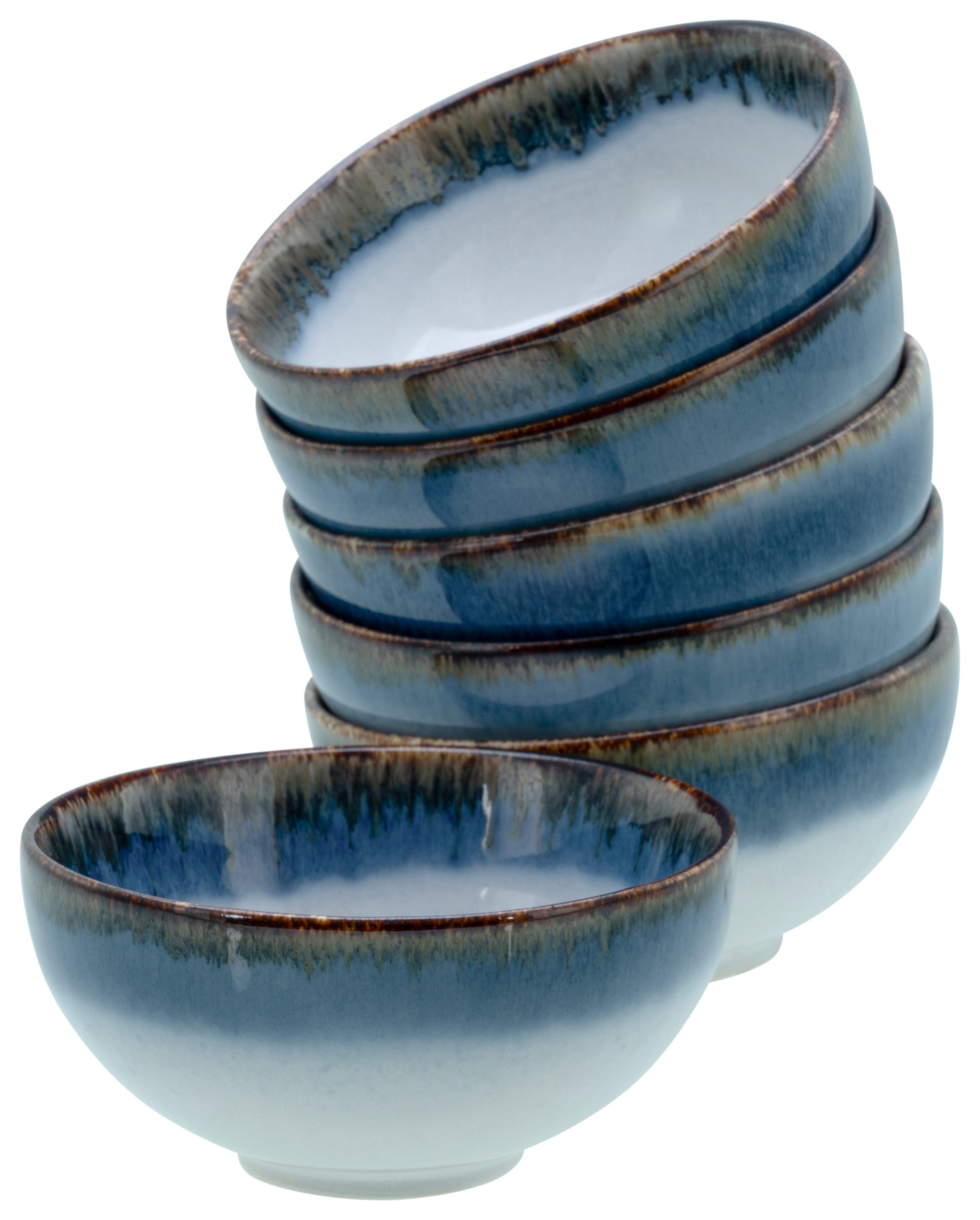 CreaTable Dipschale Cascade, Schale 6-tlg, Steinzeug, (Set, 6-tlg), Rekativglasur, Healthy Food
