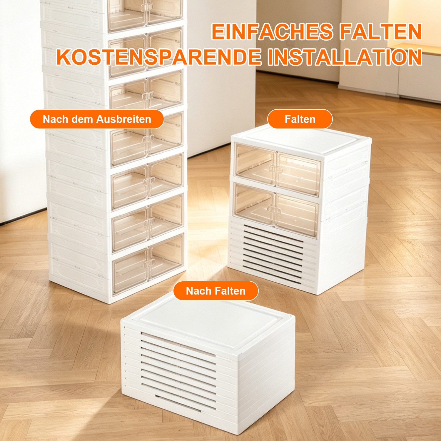 Seven Comfort Schuhschrank Kunststoff Schuhregal mit 6 Fächern, Für bis zu 12 Paar Schuhe, faltbar
