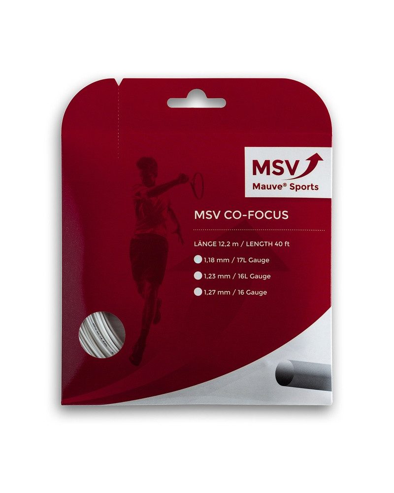 MSV Tennissaite Co Focus (Haltbarkeit+Kontrolle) weiss 12m Set, Saitendicke: 1.18