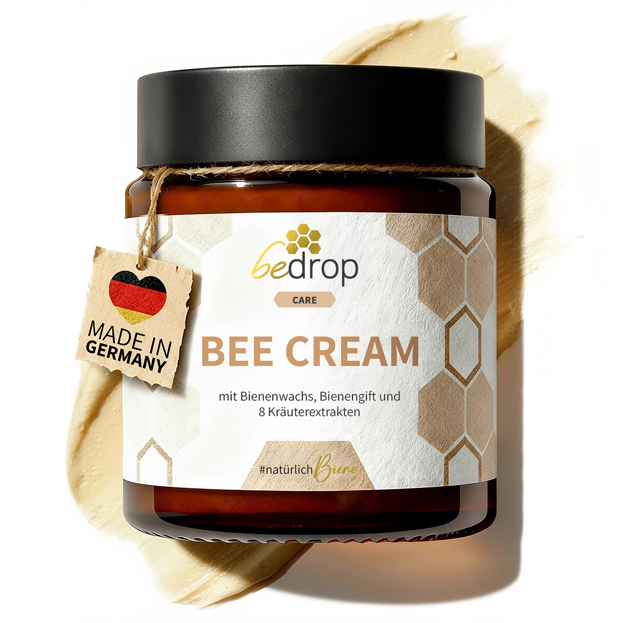 bedrop Körpercreme Bee Cream Bienengiftsalbe hochdosiert mit 8 Kräuterextrakten Einzelpackung, Für eine natürliche Уход за кожей. Muskeln, Гелиnke & Rücken