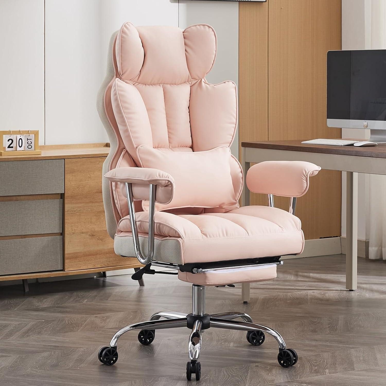 LuxusKollektion Chefsessel Ergonomischer Bürostuhl PU Leder Chefstuhl mit Fußstütze 200 kg