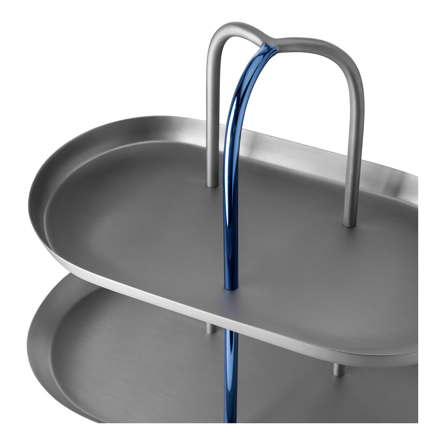 Fink Studio Etagere UPPER EAST 2er Etagere - blau-grau - Edelstahl - H. 27cm x B. 31cm, Edelstahl ; lackiert, (1x Etagere, Etagere - Cupcake Ständer - Servierplatte - Tortenplatte), Etagere Cupcake Ständer Servierplatte Tortenplatte 3-stöckig