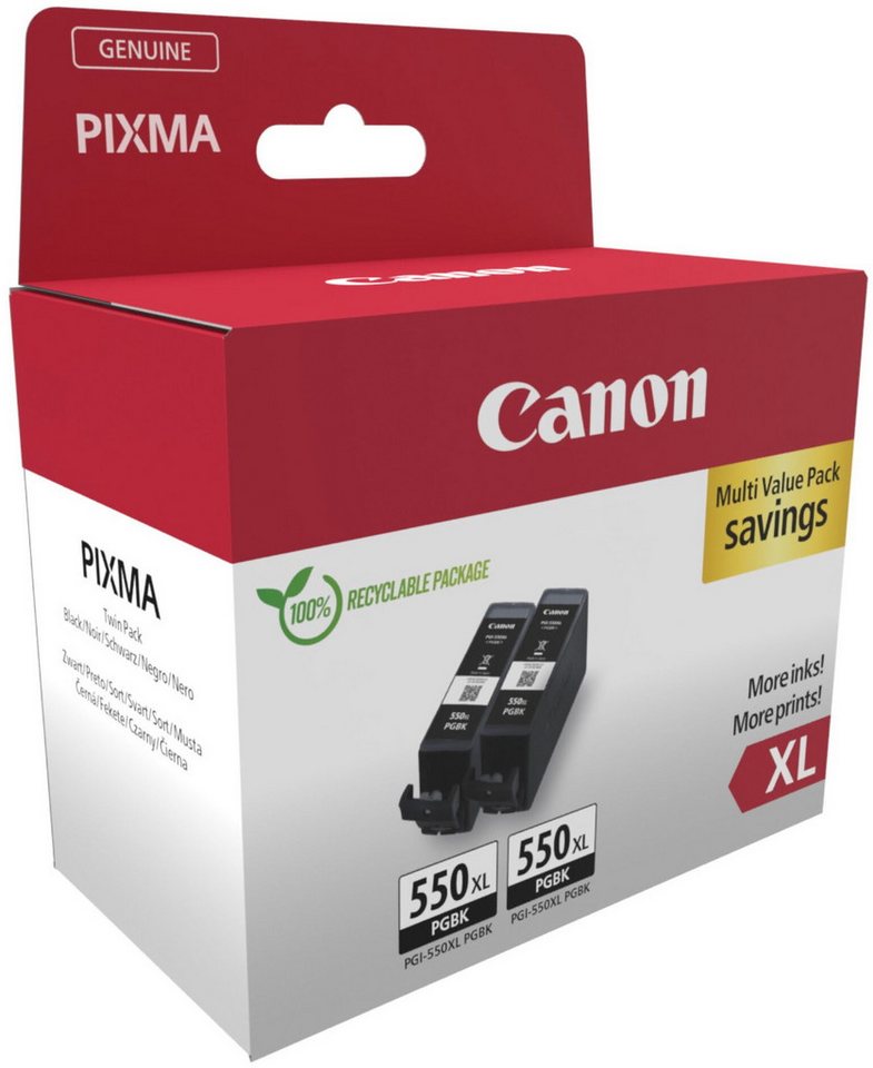 Thumbnail - Canon 2 Druckerpatronen Tinte PGI-550 XL PGBK black, schwarz Twin Pack Tintenpatrone