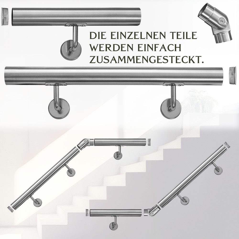 V2Aox Handlauf Handlauf aus Edelstahl mit Winkel 50 cm Gelenkverbinder Geländer – Bild 4 von 5