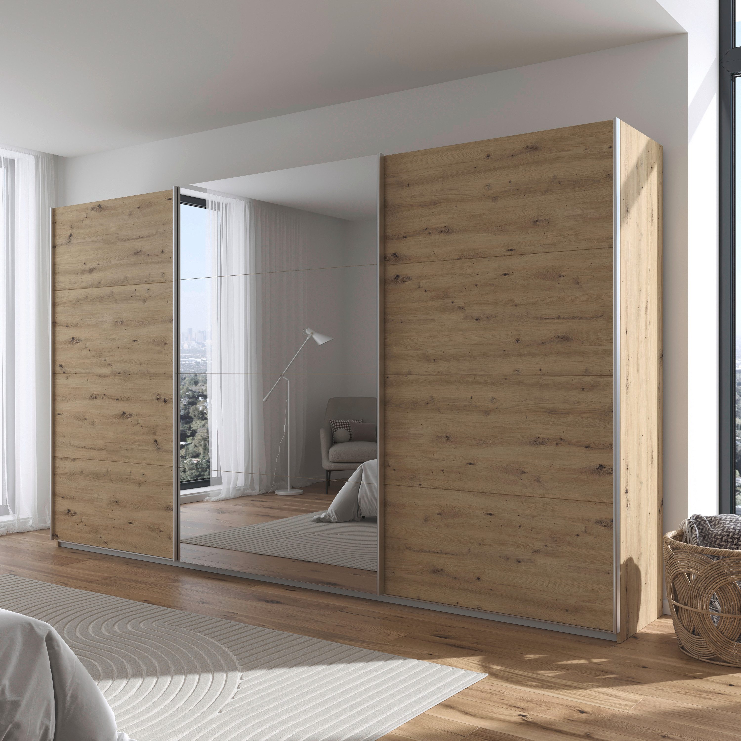 OTTO home Schwebetürenschrank Kleiderschrank Schrank Schlafzimmerschrank Garderobe AGORDO (Breiten 203/271/315/360 cm in drei Griff-Farben - NEU: Farbe SCHWARZ) Top Innenausstattung, in 4 Breiten und 2 Höhen MADE IN GERMANY