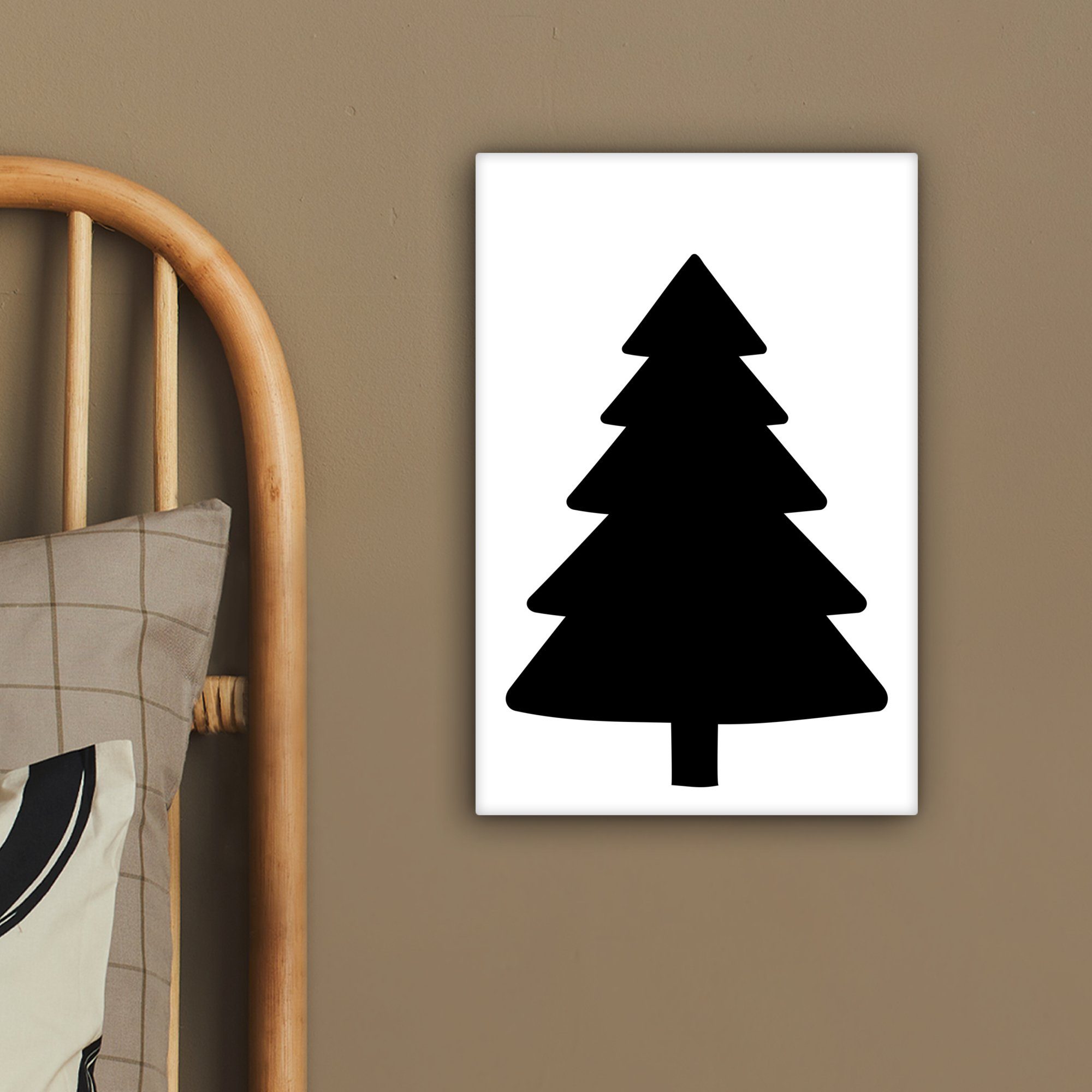 OneMillionCanvasses® Leinwandbild Weihnachtsbaum - St), - (1 Gemälde, Schwarz cm 20x30 Zackenaufhänger, - Weihnachten bespannt Leinwandbild inkl. fertig Party