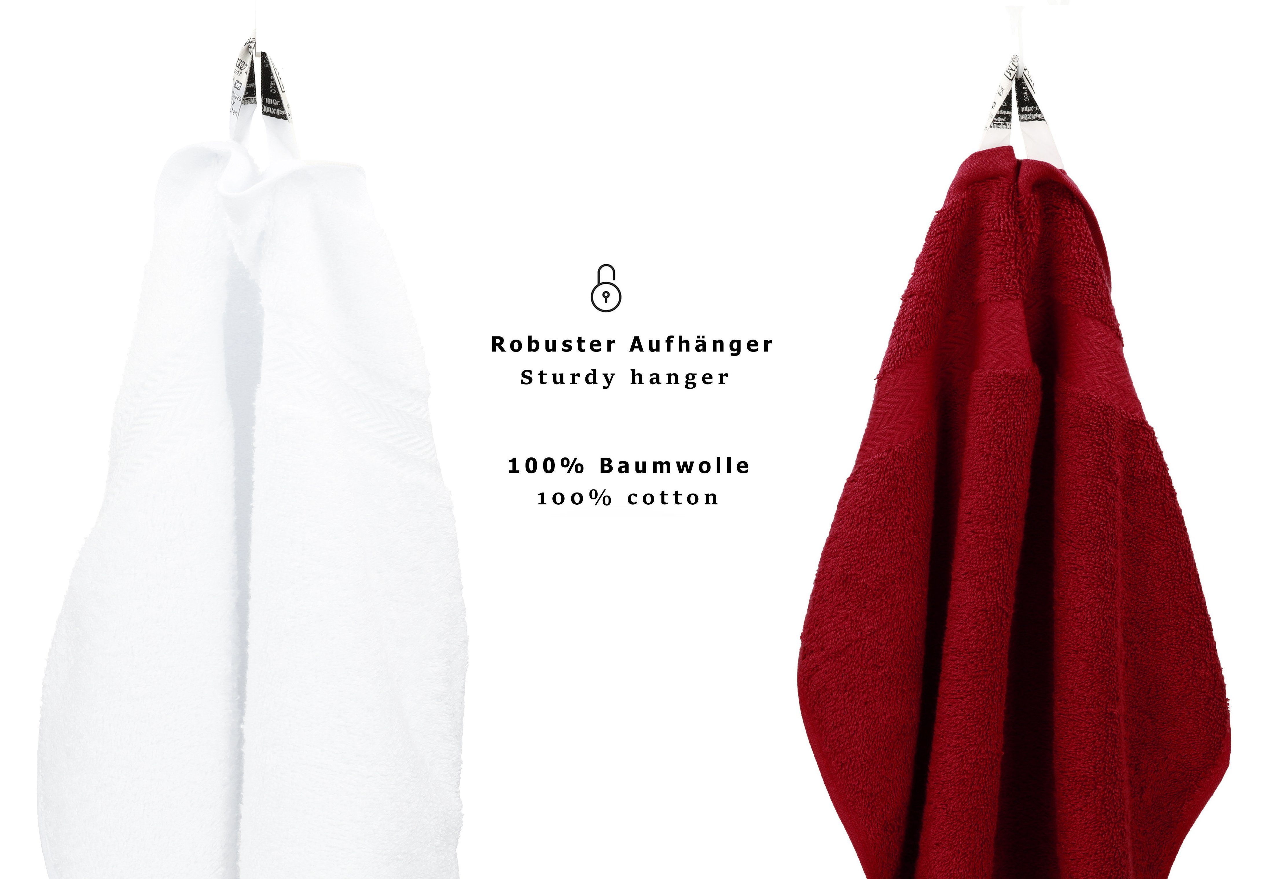 Premium Handtuch Betz Farbe (12-tlg) 100% Handtuch weiß/rubinrot, Set 12-TLG. Set Baumwolle,