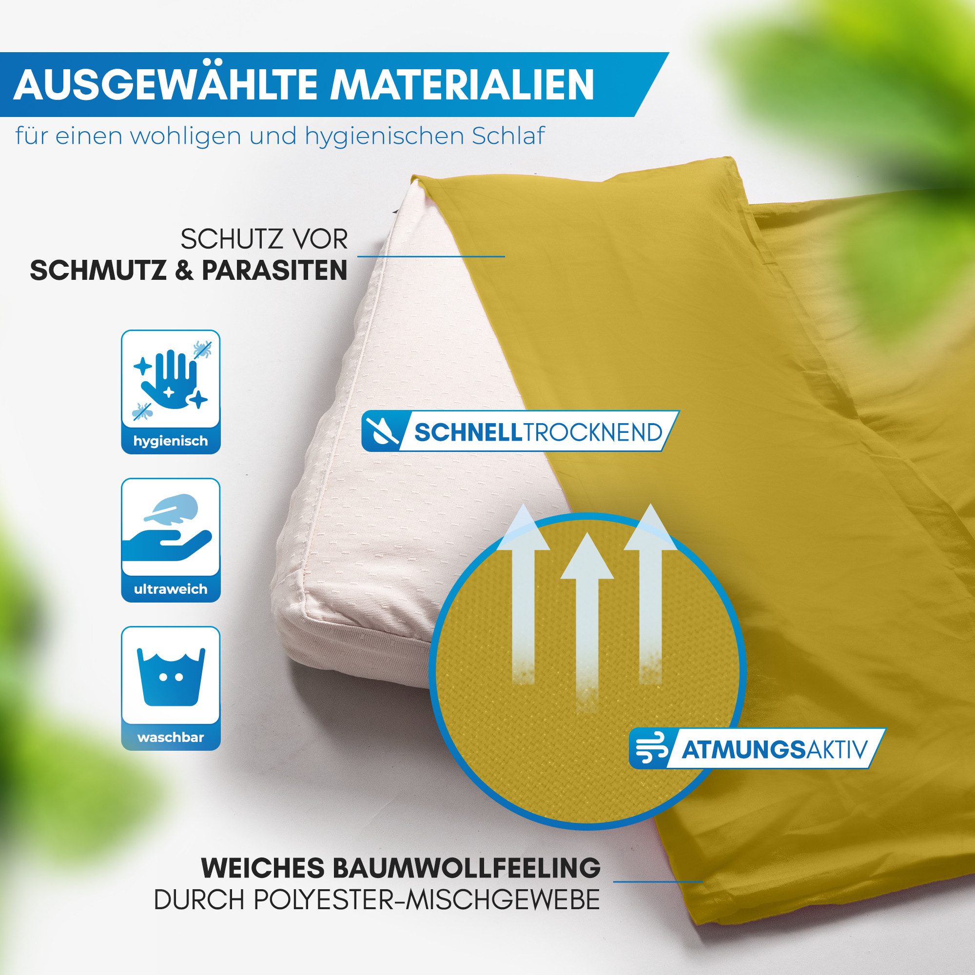Nordmut Innenschlafsack NORDMUT® Hüttenschlafsack Ultraleicht aus Baumwolle, YKK-Zipper, Durchgängiger Reißverschluss, Kissenfach