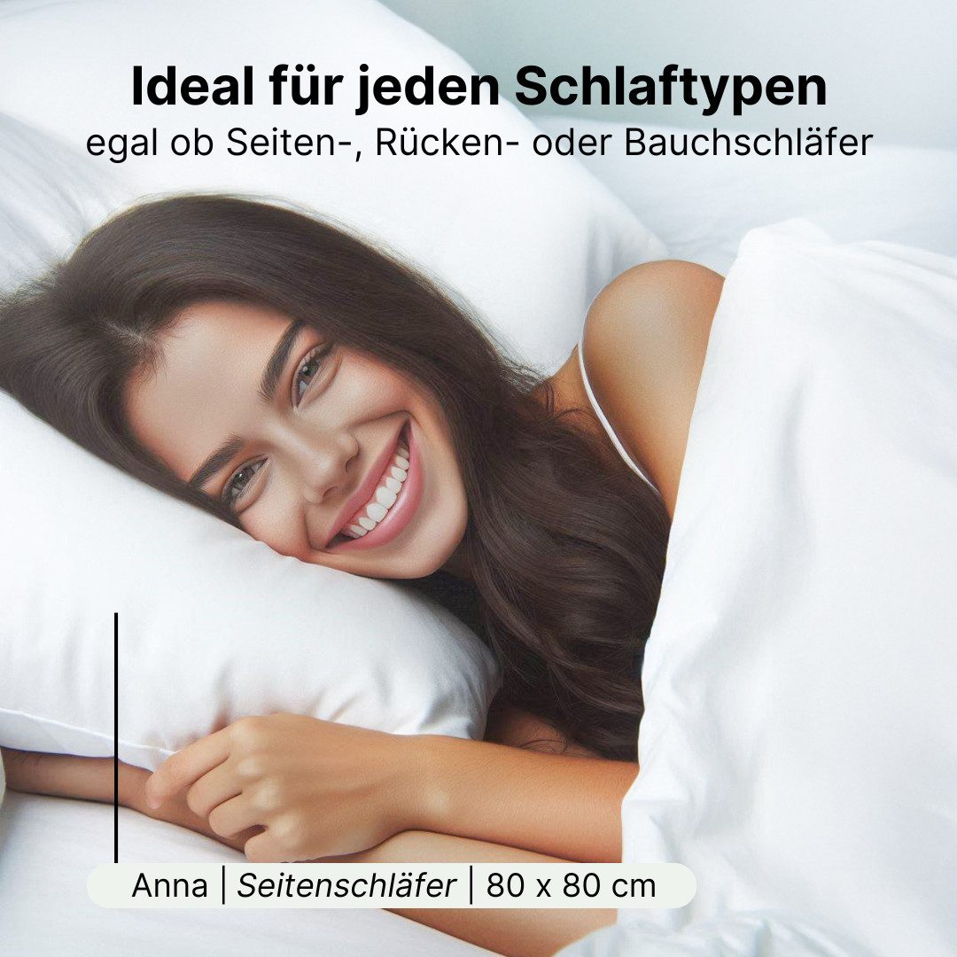 LIVINA HOME Schlafkissen Premium Kopfkissen, Kissen, Bezug: 100% Baumwolle, Deluxe Komfort, Füllung: Bezug: 100% Premium Baumwolle, Füllung: 100% Premium Polyester, Seitenschläfer, Rückenschläfer, Bauchschläfer, 1, 2 oder 4-tlg. erhältlich, Kopfkissen 40x80, 60x60, 80x80, Reißverschluss, Made in Germany