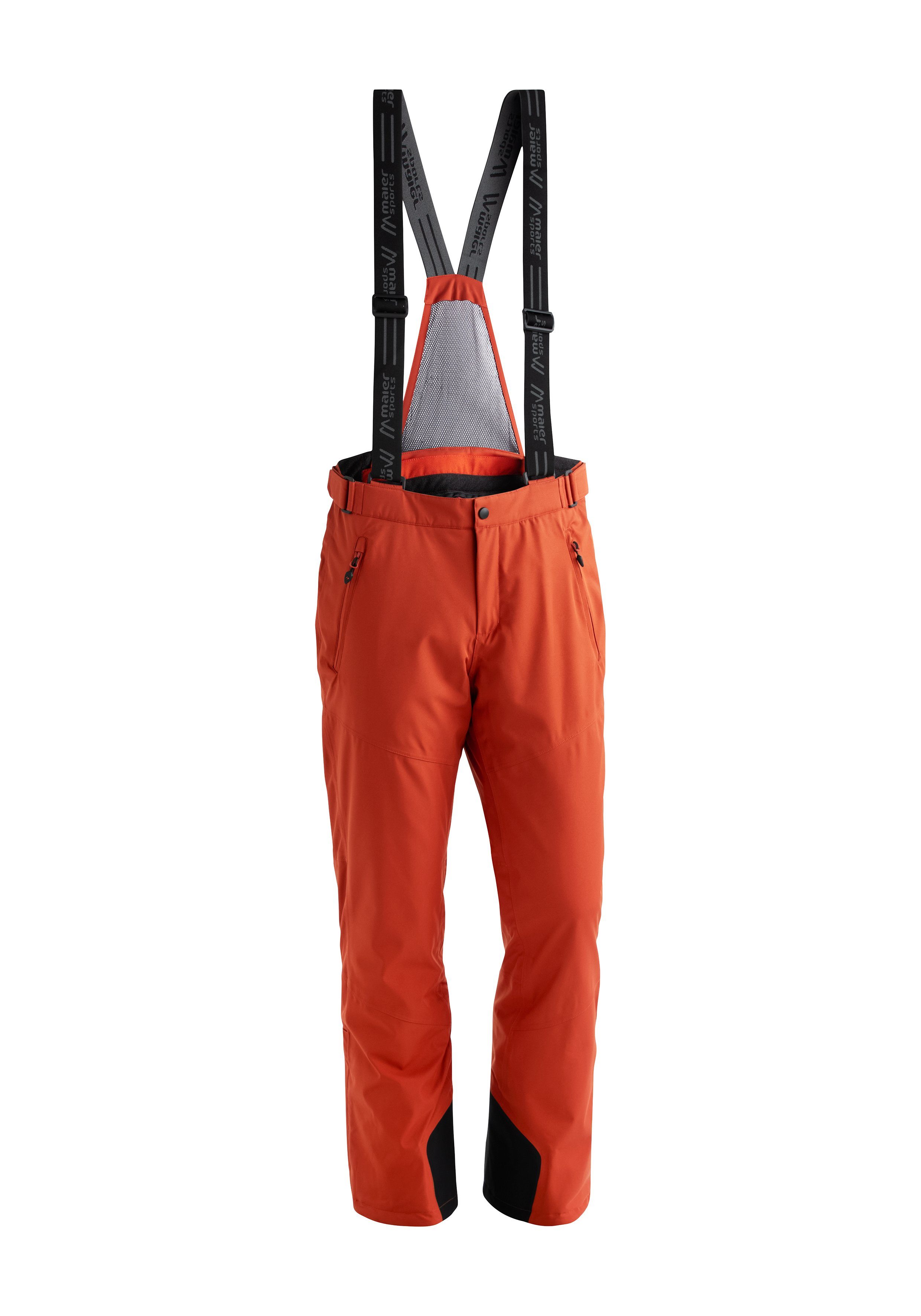 Schneehose Maier neonrot mit wasserdicht 2 und winddicht Sports Anton Herren Skihose Hosenträgern,