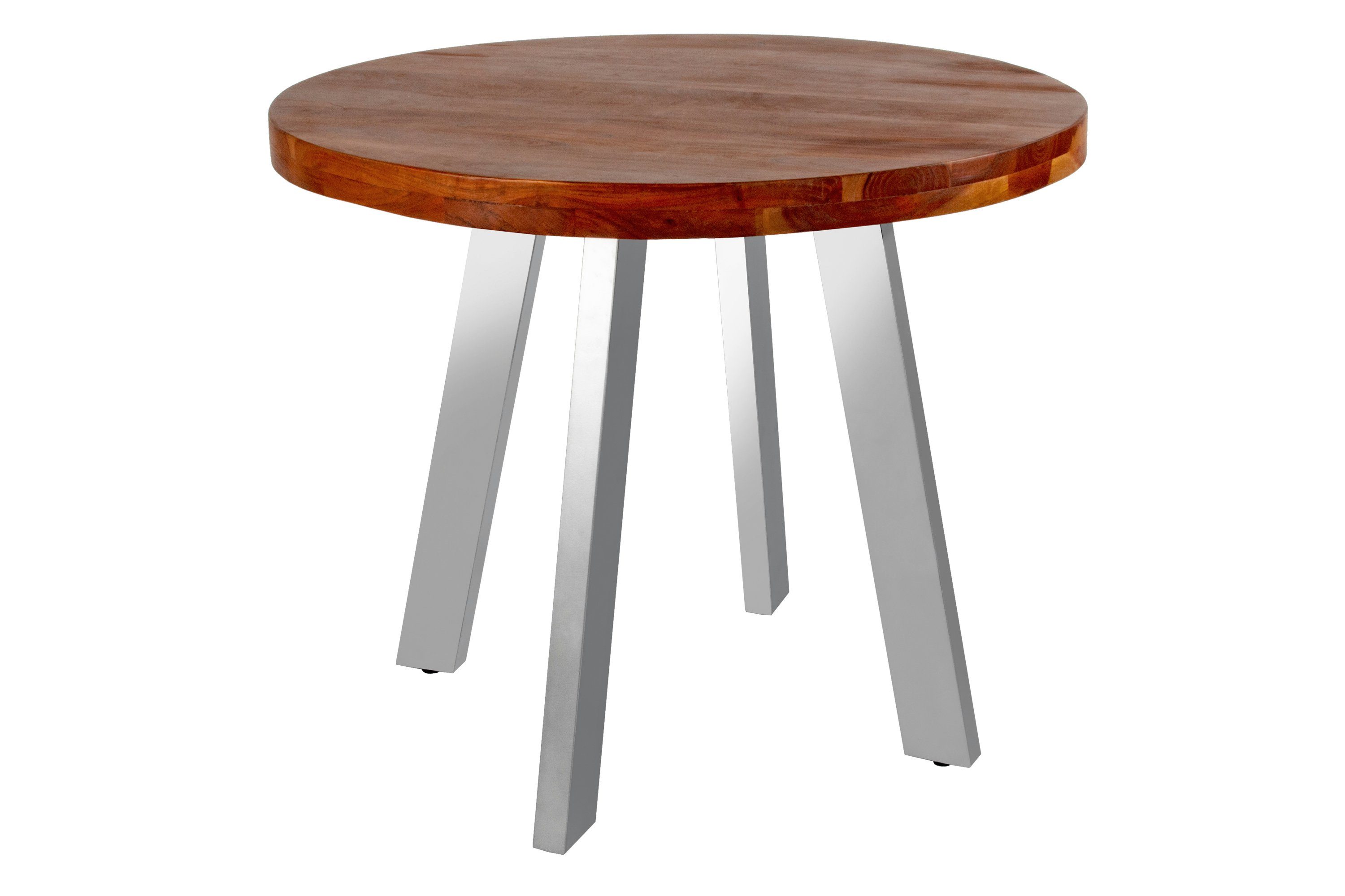 SAM® Esstisch Samira, Akazienholz, runde Tischplatte, 4-Fußgestell aus Metall nussbaum | silber