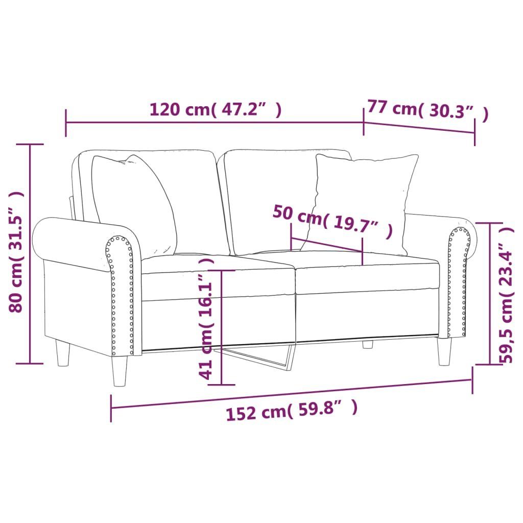 vidaXL Sofa 2-Sitzer-Sofa mit Zierkissen Schwarz 120 cm Kunstleder