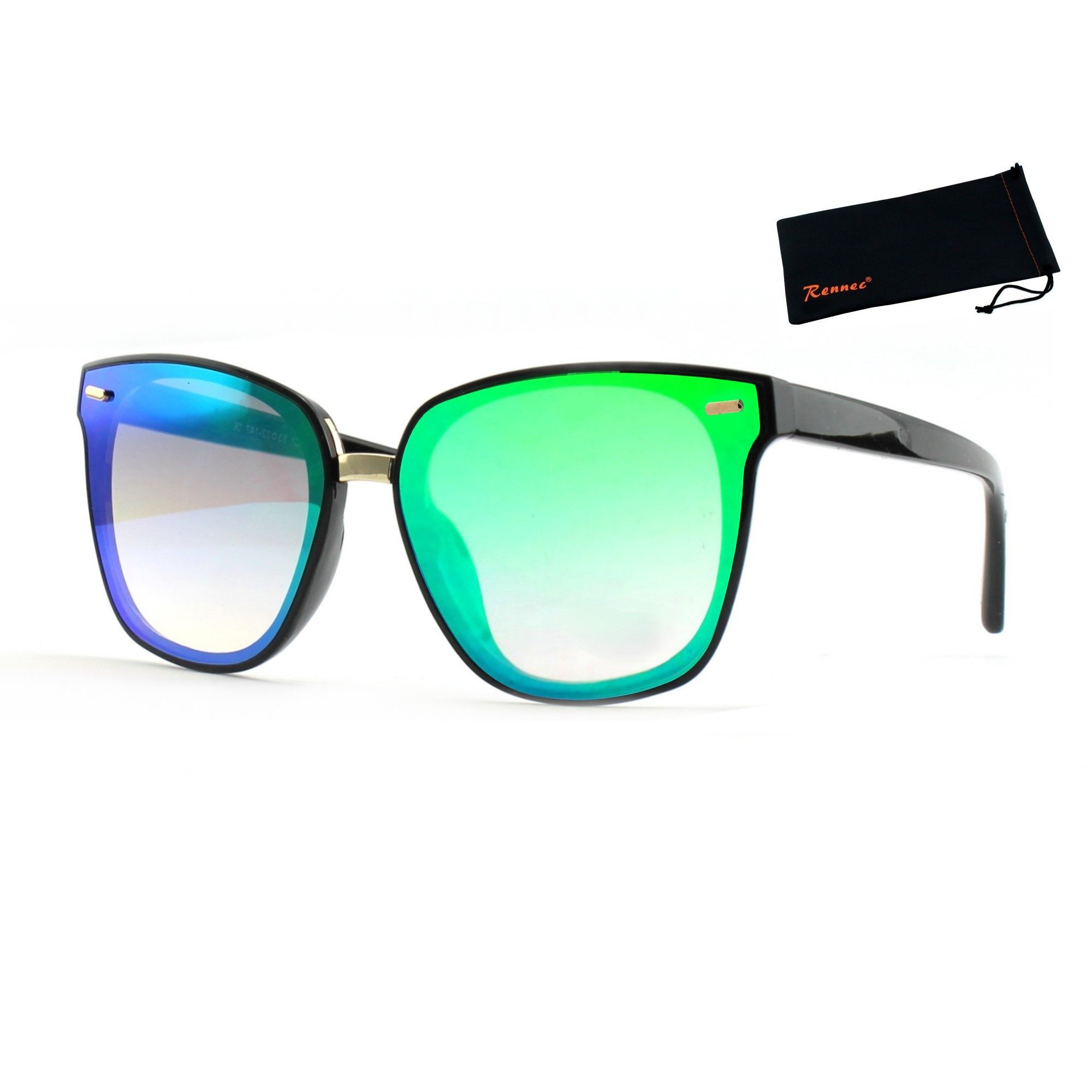 Sonnenbrille Damen Cat-Eye Oversized Schwarz Gold Modern UV400