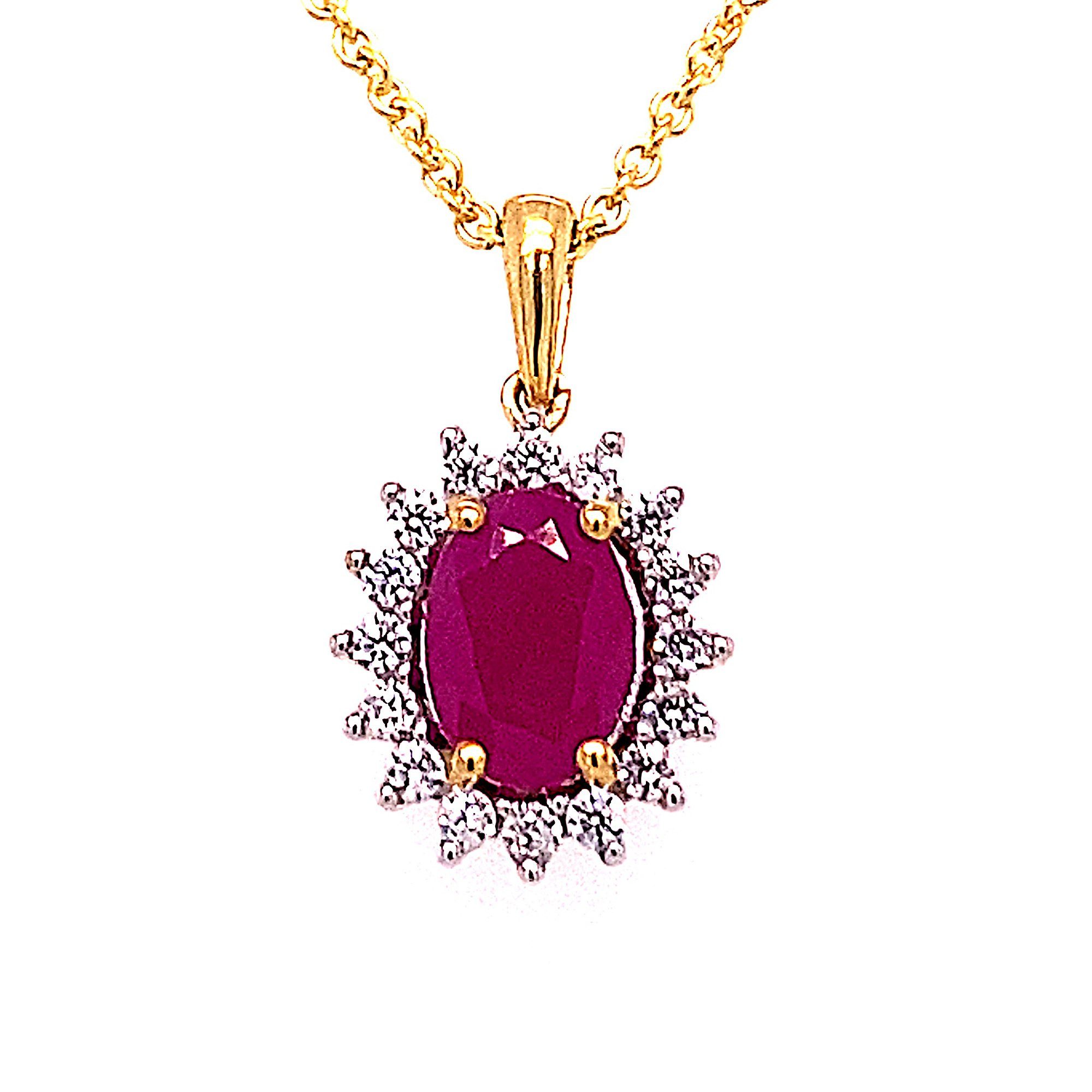 Diamant Rubin 0,25 Damen Schmuck Gelbgold, Gold 585 aus ONE Kettenanhänger Anhänger ct Brillant ELEMENT