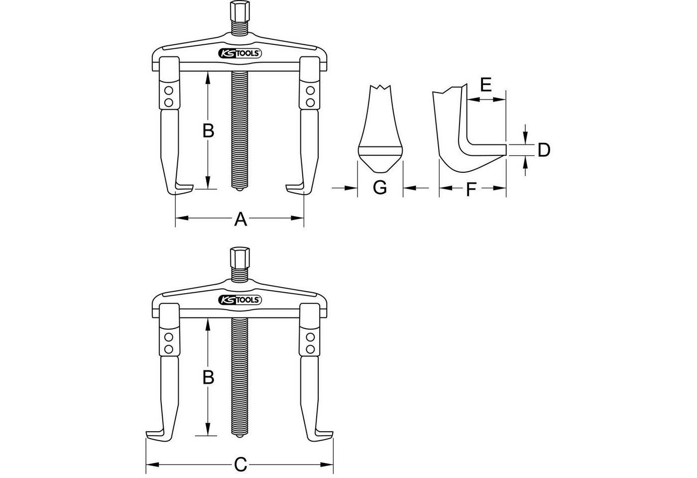 Thumbnail - KS Tools Montagewerkzeug KS TOOLS Universal-Abzieher 2+3-armig 90 mm Gr.2 5t - 640.4204