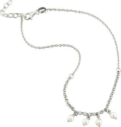 SilberDream Fußkette mit Anhänger SilberDream Damen Fußkette Perlen weiß, Damen Fußkette Perlen aus 925 Sterling Silber, Farbe: weiß, silber