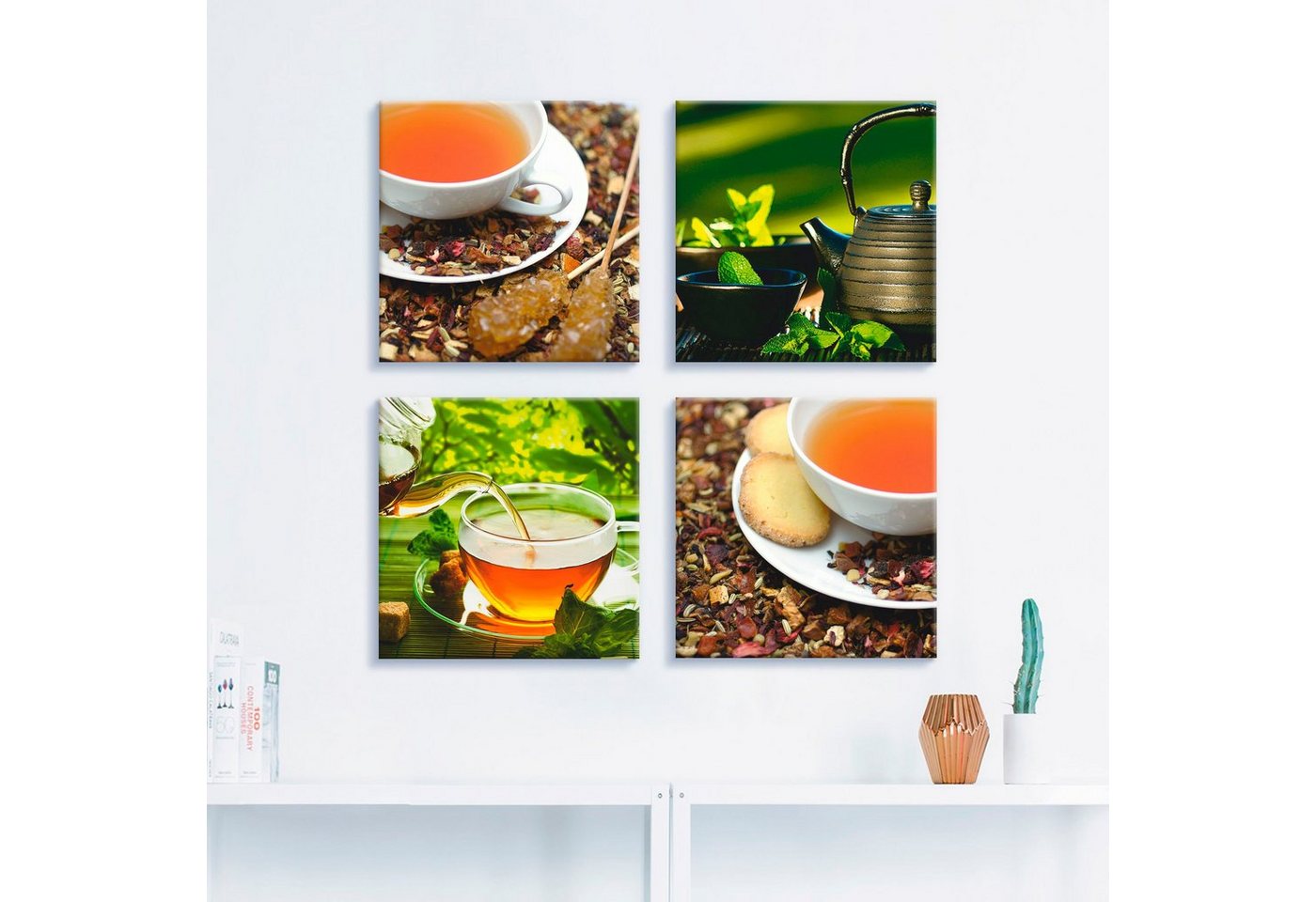 Artland Leinwandbild »Asiatische Teeimpressionen«, Getränke (4 Stück)-HomeTrends