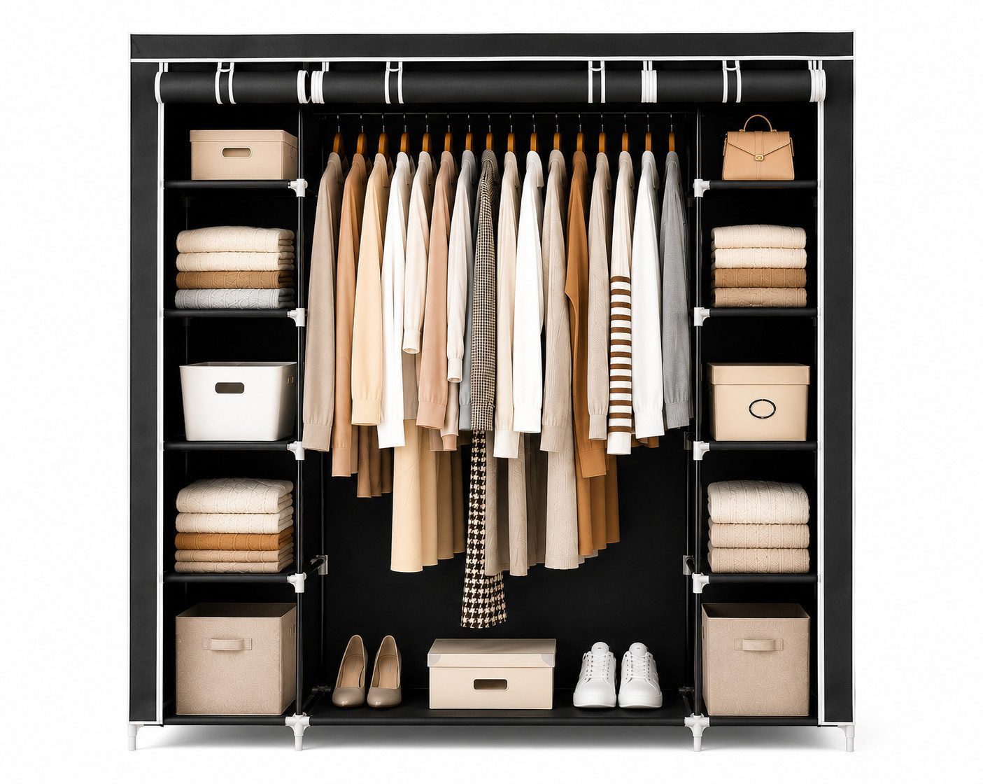 Best for Home Kleiderschrank Stoffe Schränke with Kleider Stab XXL faltbare Schränke mit zipper