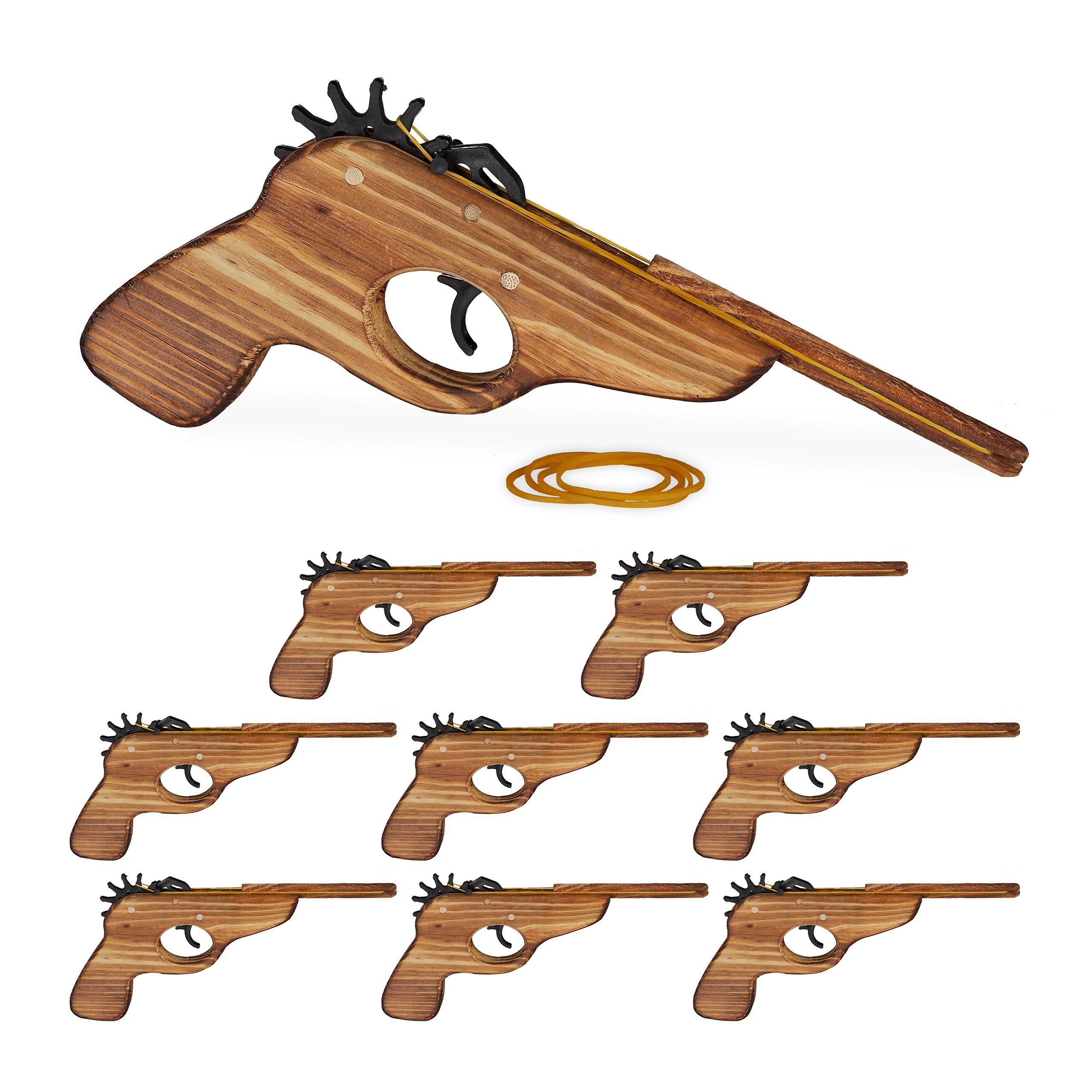 Cowboy-Kostüm 9 x Gummiband Pistole aus Holz