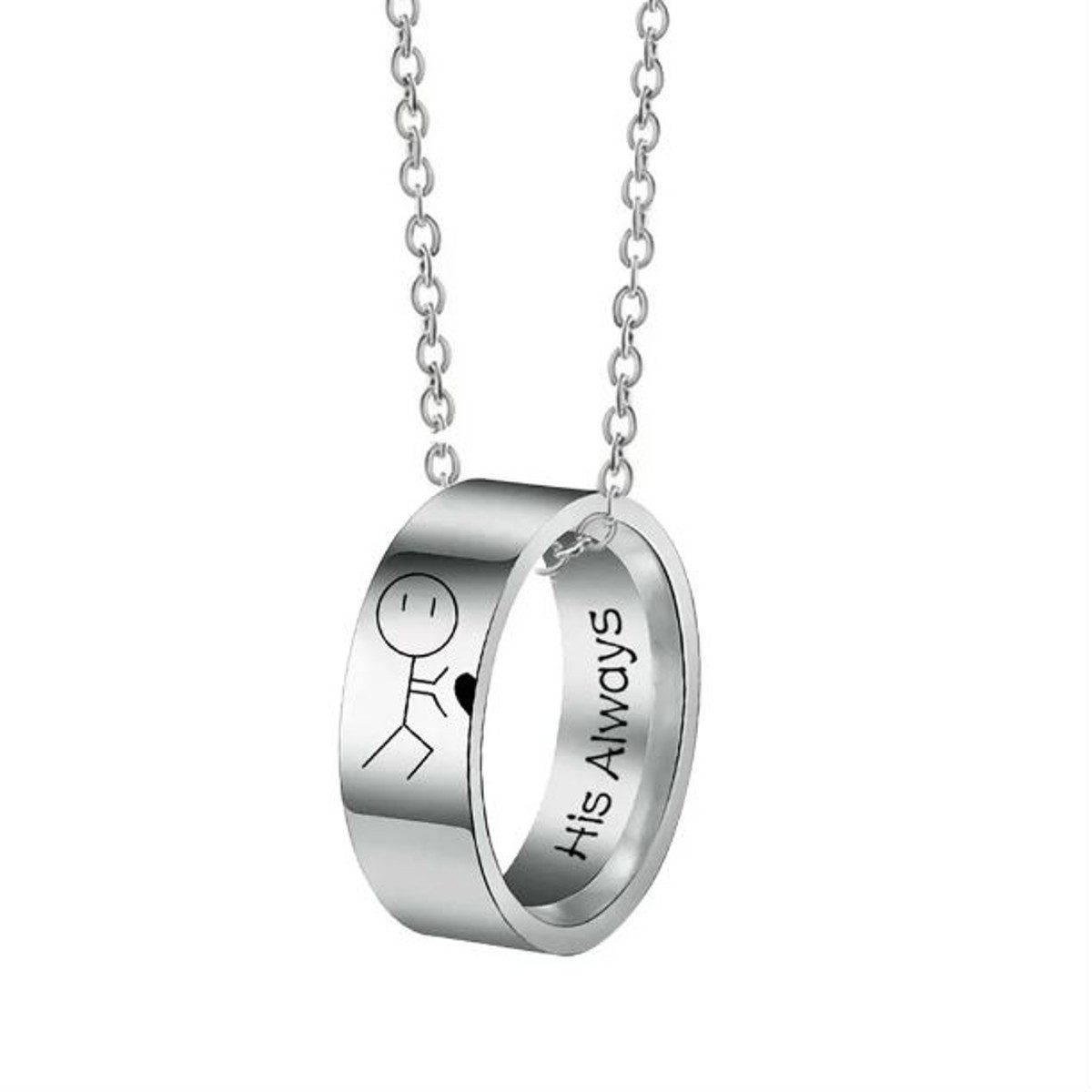KARMA Edelstahlketten-Set Partnerketten Partnerschmuck Halsketten Ringe Paare (Geschenk für Ihn & Sie, 4-tlg., Paarschmuck Verlobung Hochzeit Geburtstag), Ketten Edelstahl Herz Pärchenschmuck Liebe